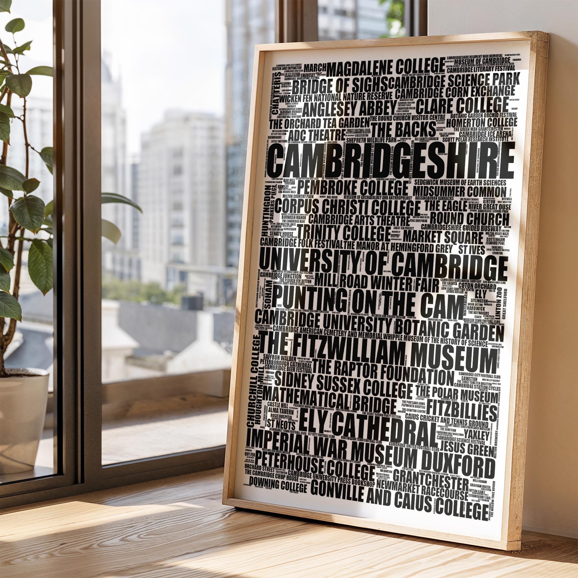 Cambridgeshire - Premium Typographic Word Cloud Prints, Posters & Gifts