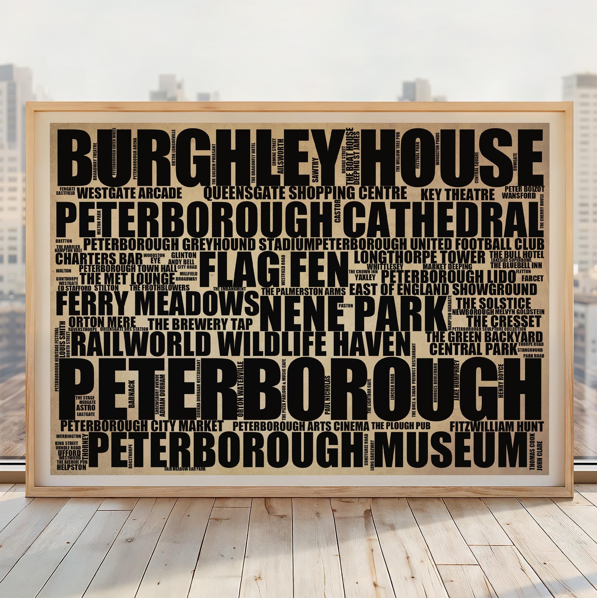 Peterborough - Premium Typographic Word Cloud Prints, Posters & Gifts