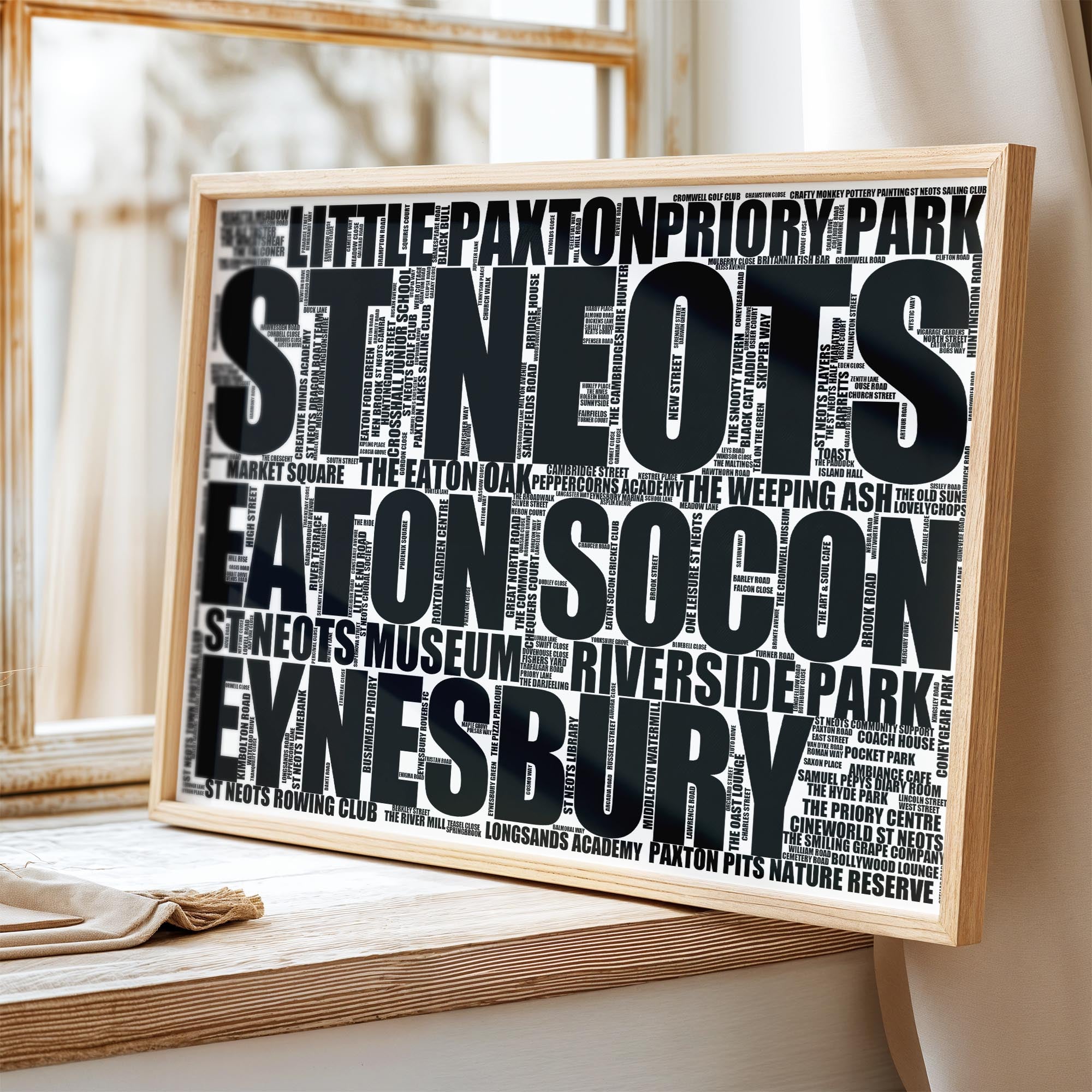 St Neots - Premium Typographic Word Cloud Prints, Posters & Gifts