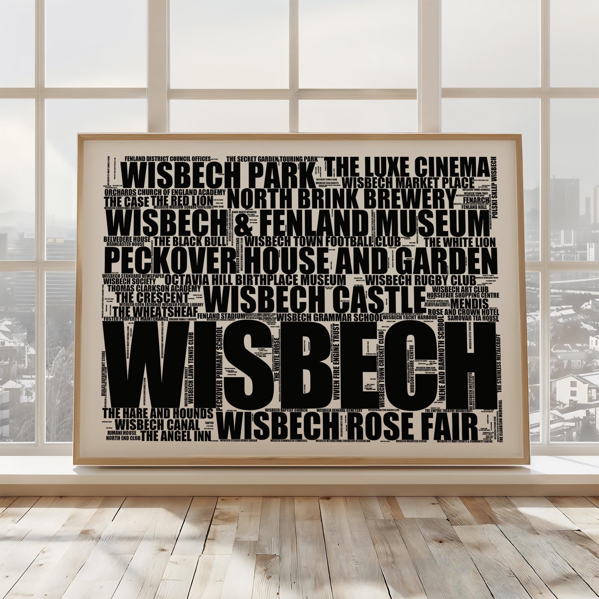 Wisbech - Premium Typographic Word Cloud Prints, Posters & Gifts