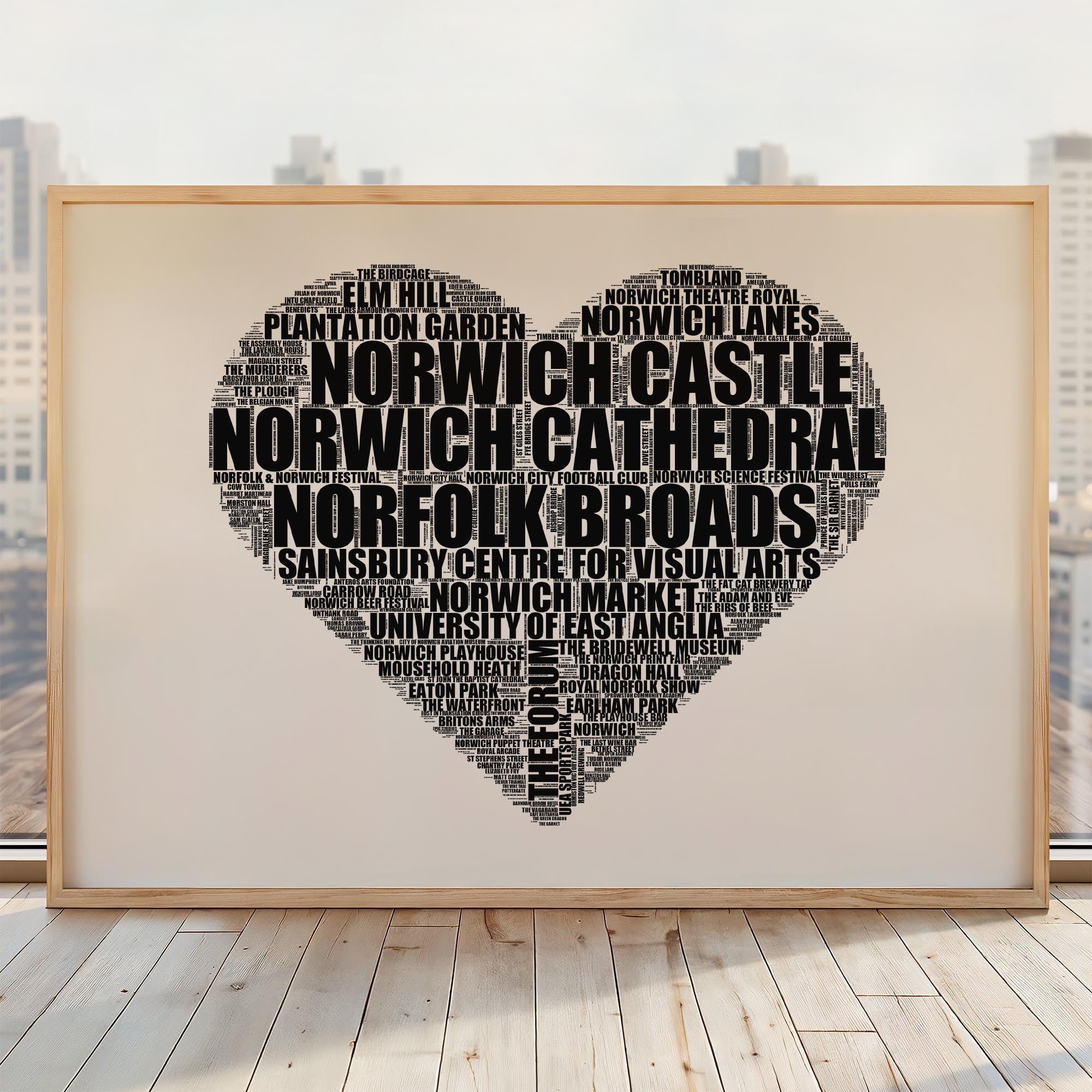 Norwich - Premium Typographic Word Cloud Prints, Posters & Gifts