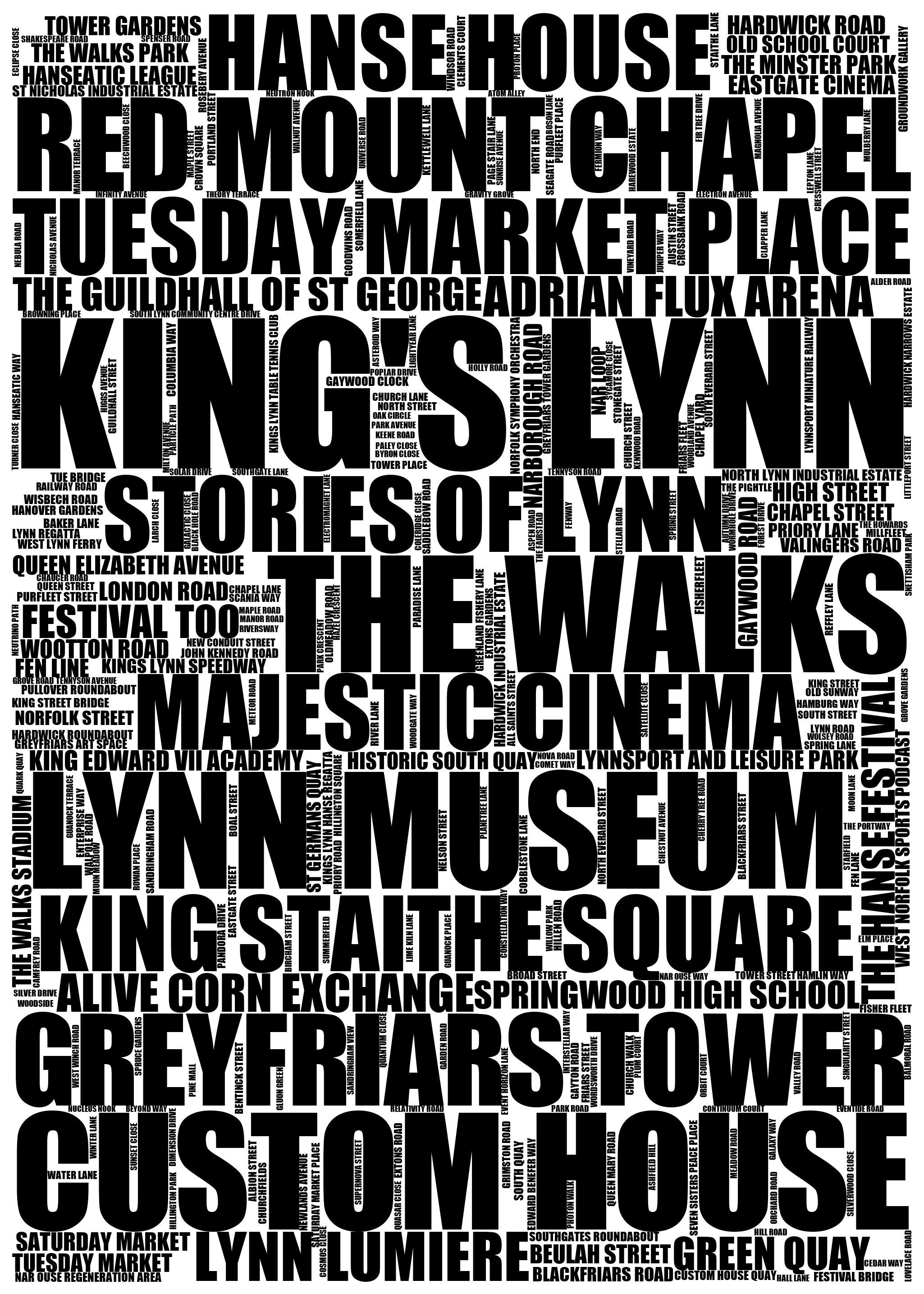 King's Lynn - Premium Typographic Word Cloud Prints, Posters & Gifts