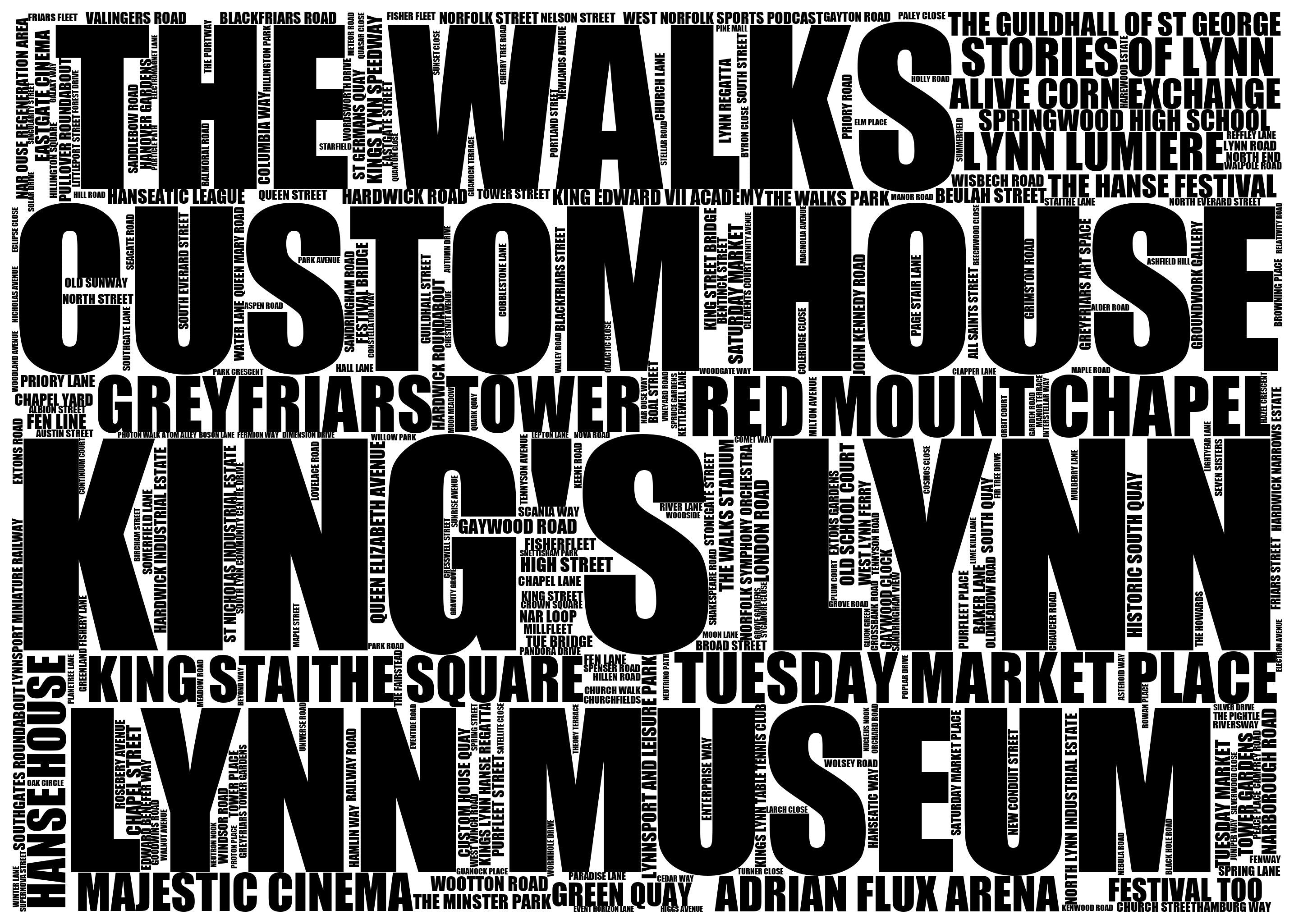 King's Lynn - Premium Typographic Word Cloud Prints, Posters & Gifts