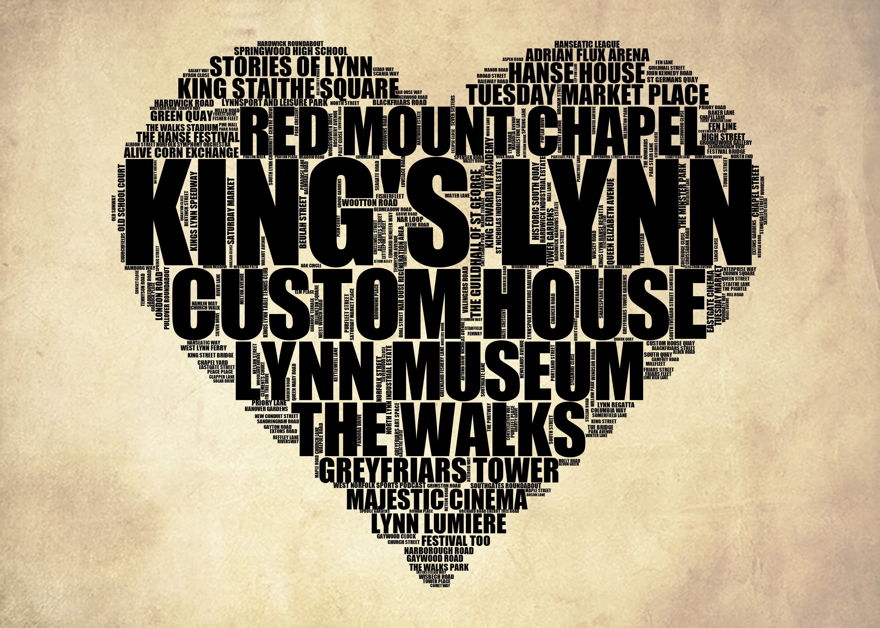 King's Lynn - Premium Typographic Word Cloud Prints, Posters & Gifts