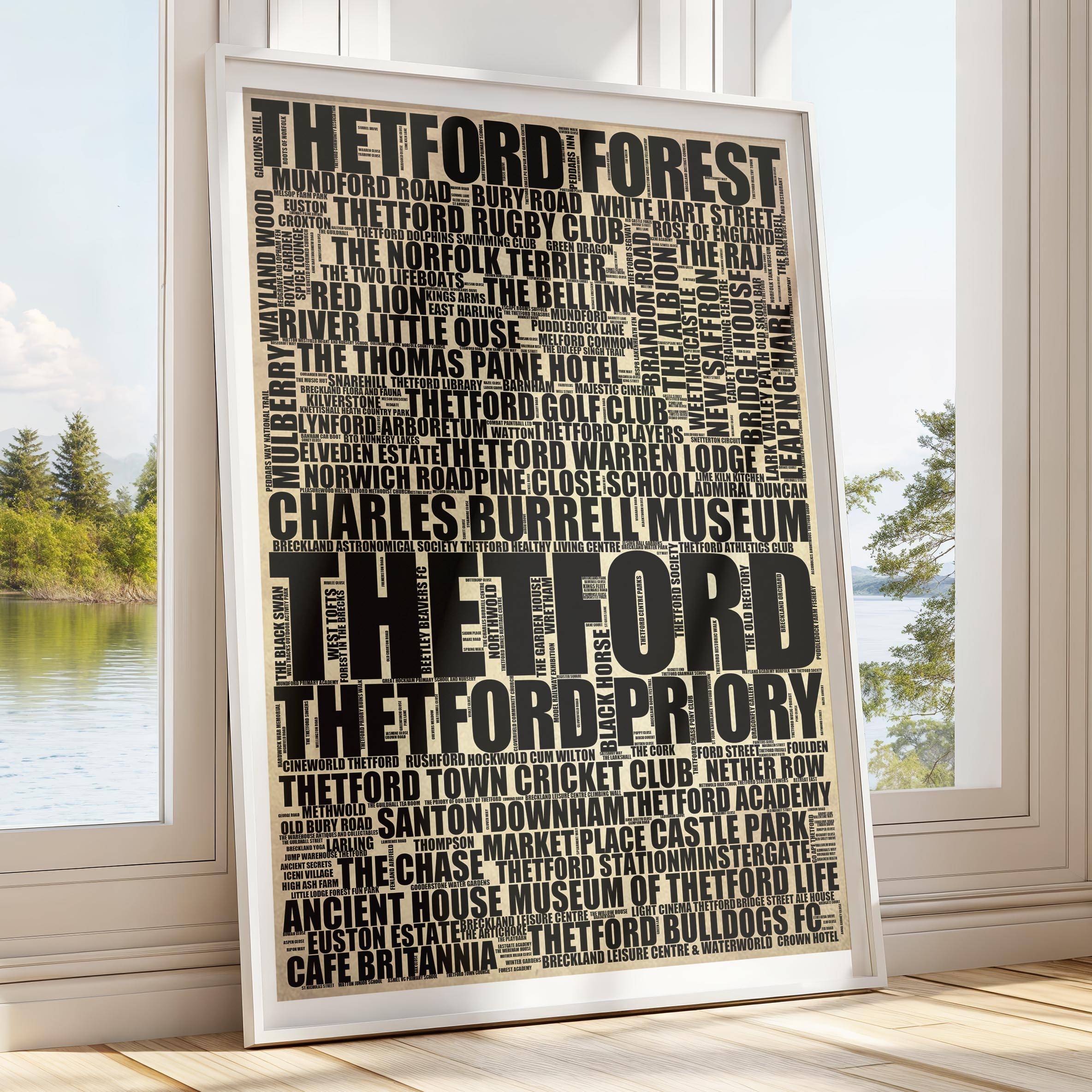 Thetford - Premium Typographic Word Cloud Prints, Posters & Gifts