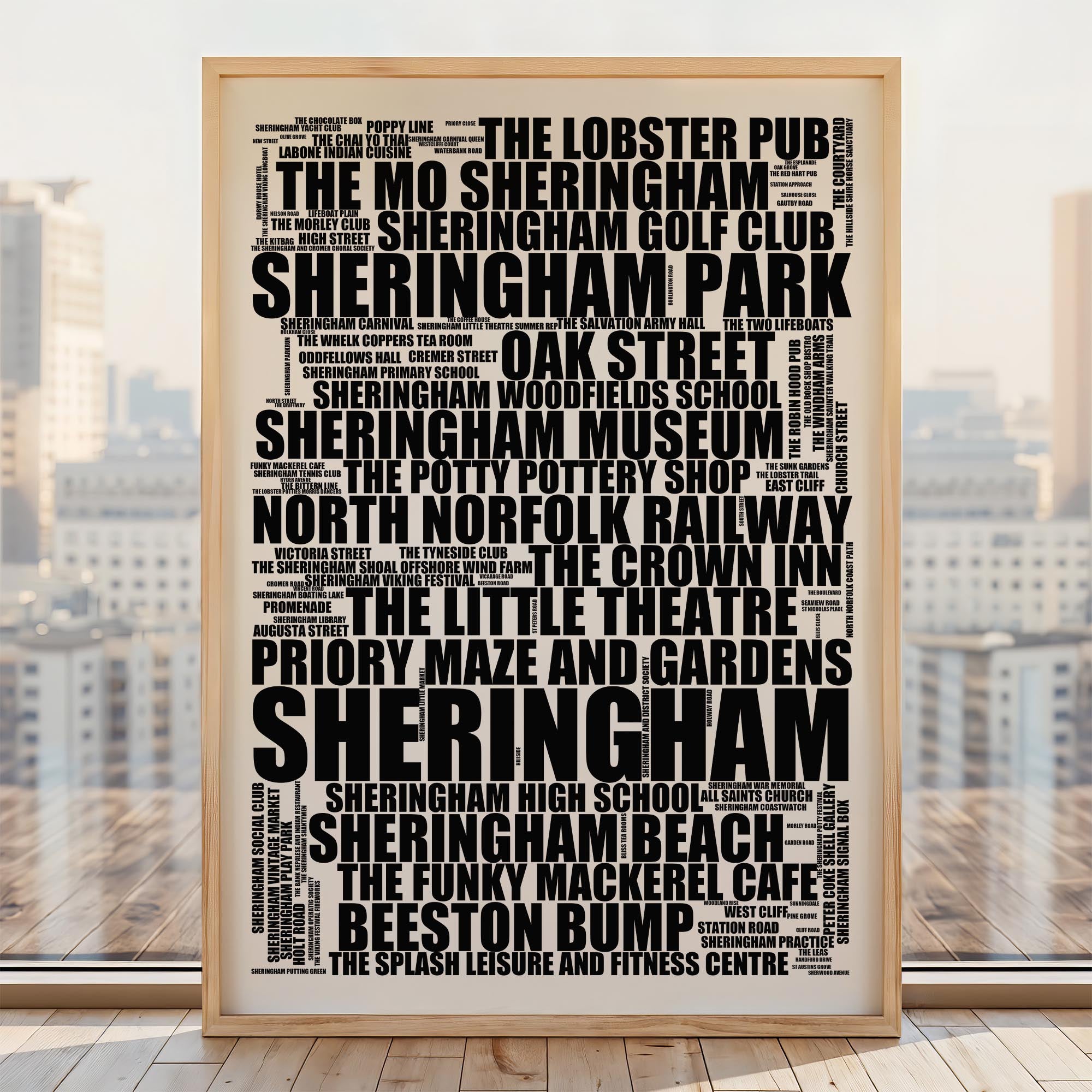 Sheringham - Premium Typographic Word Cloud Prints, Posters & Gifts