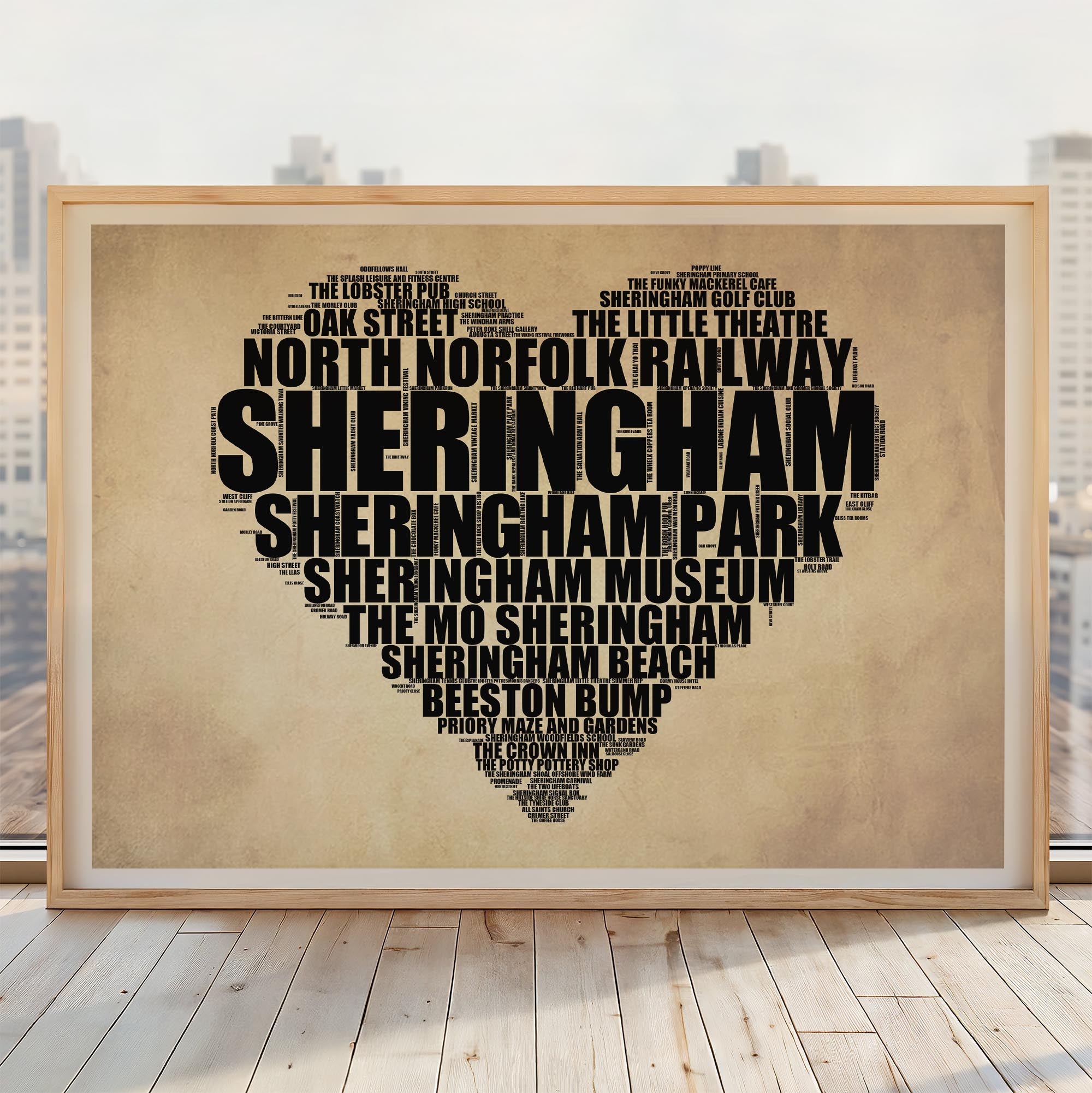 Sheringham - Premium Typographic Word Cloud Prints, Posters & Gifts