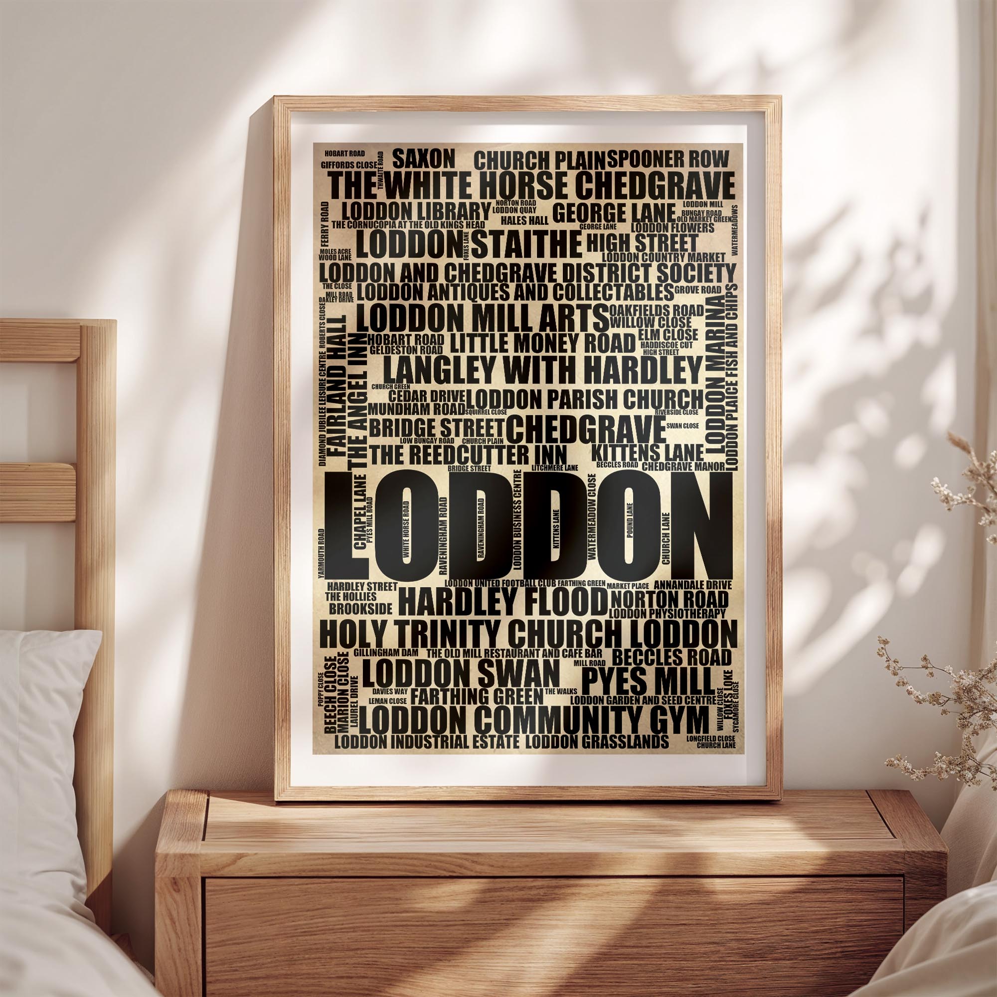 Loddon - Premium Typographic Word Cloud Prints, Posters & Gifts