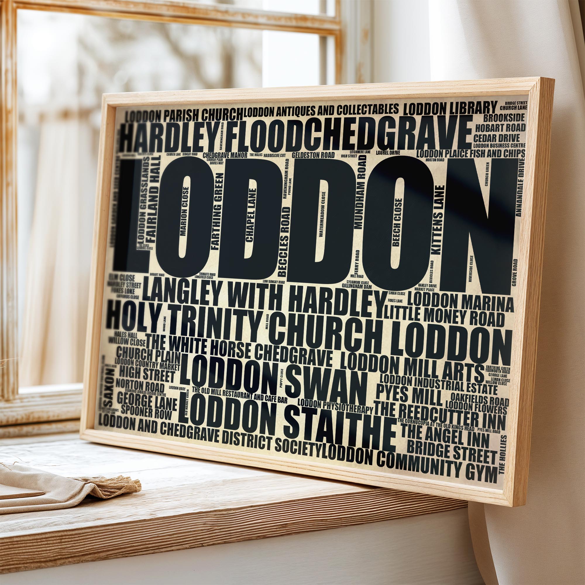 Loddon - Premium Typographic Word Cloud Prints, Posters & Gifts