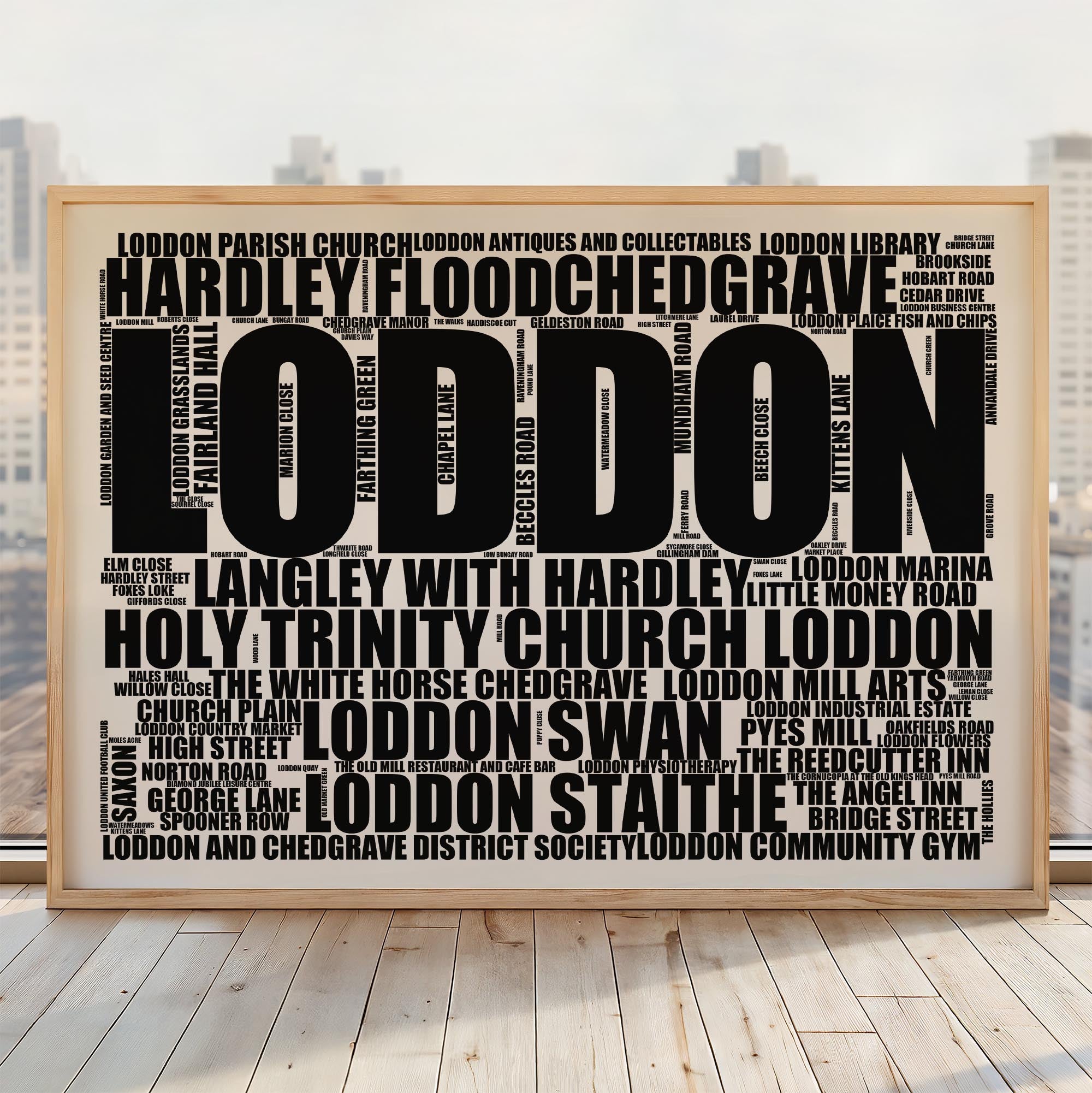 Loddon - Premium Typographic Word Cloud Prints, Posters & Gifts