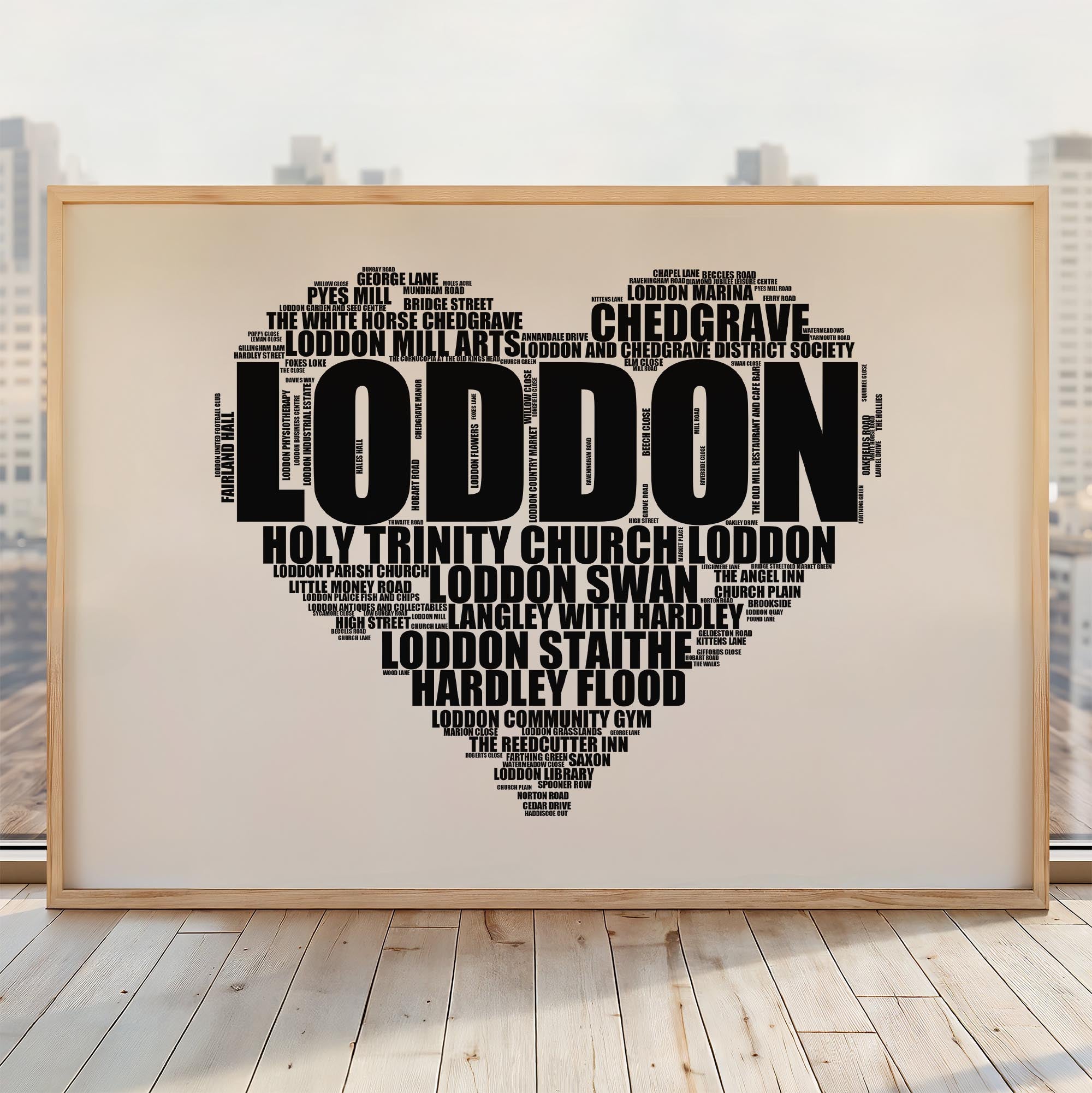 Loddon - Premium Typographic Word Cloud Prints, Posters & Gifts