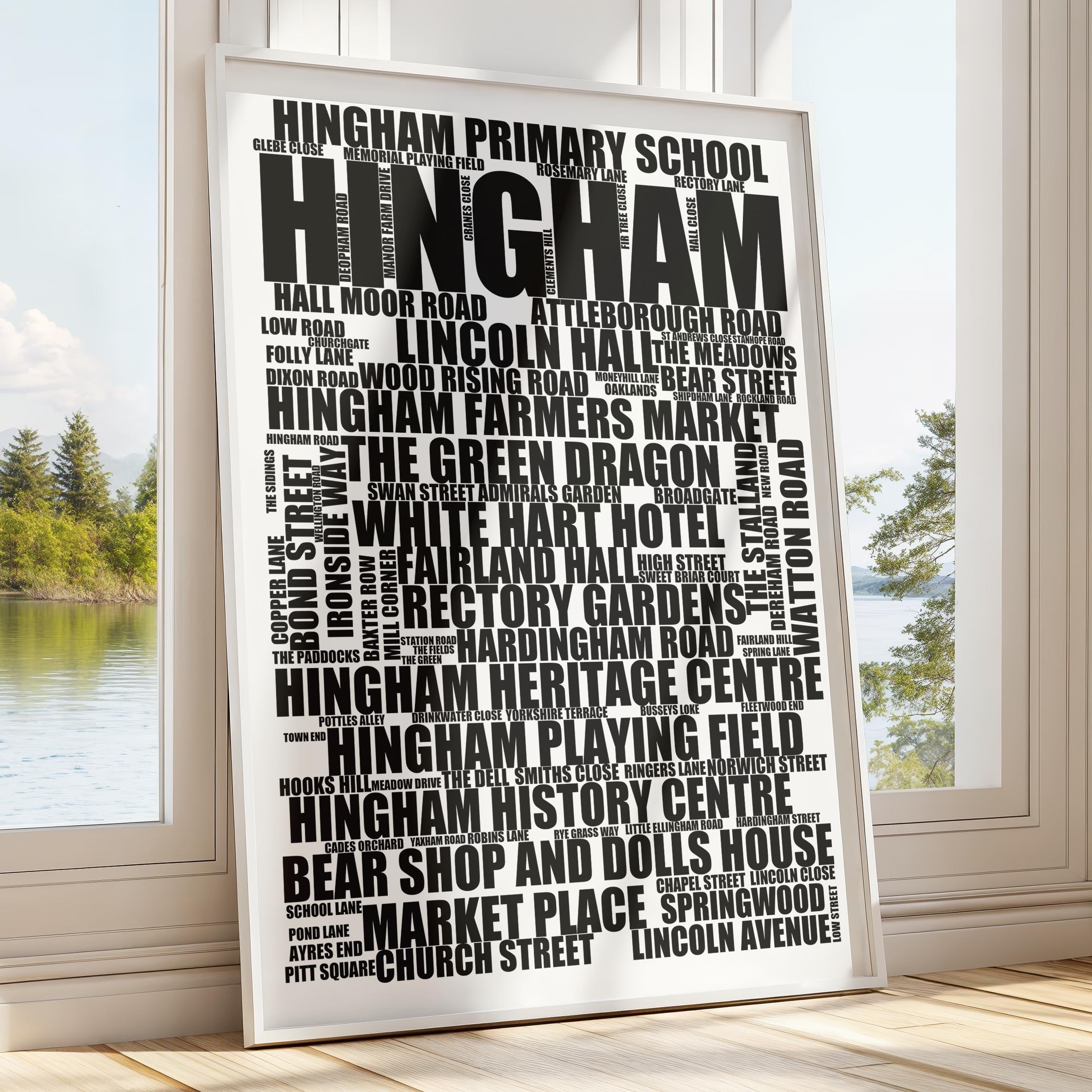 Hingham - Premium Typographic Word Cloud Prints, Posters & Gifts