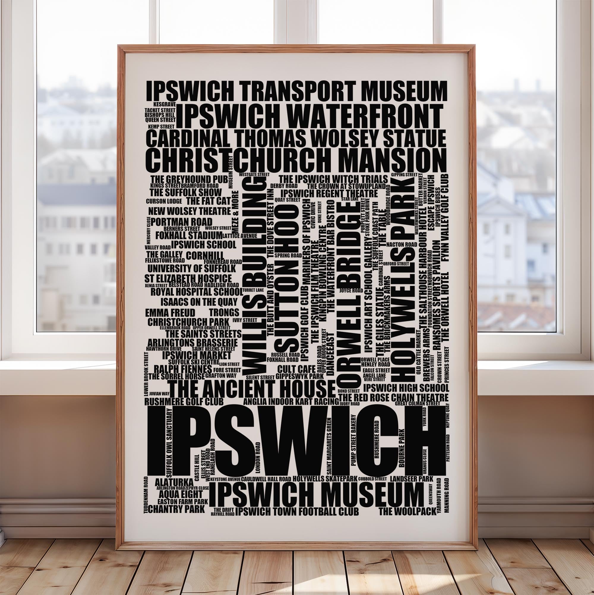 Ipswich - Premium Typographic Word Cloud Prints, Posters & Gifts