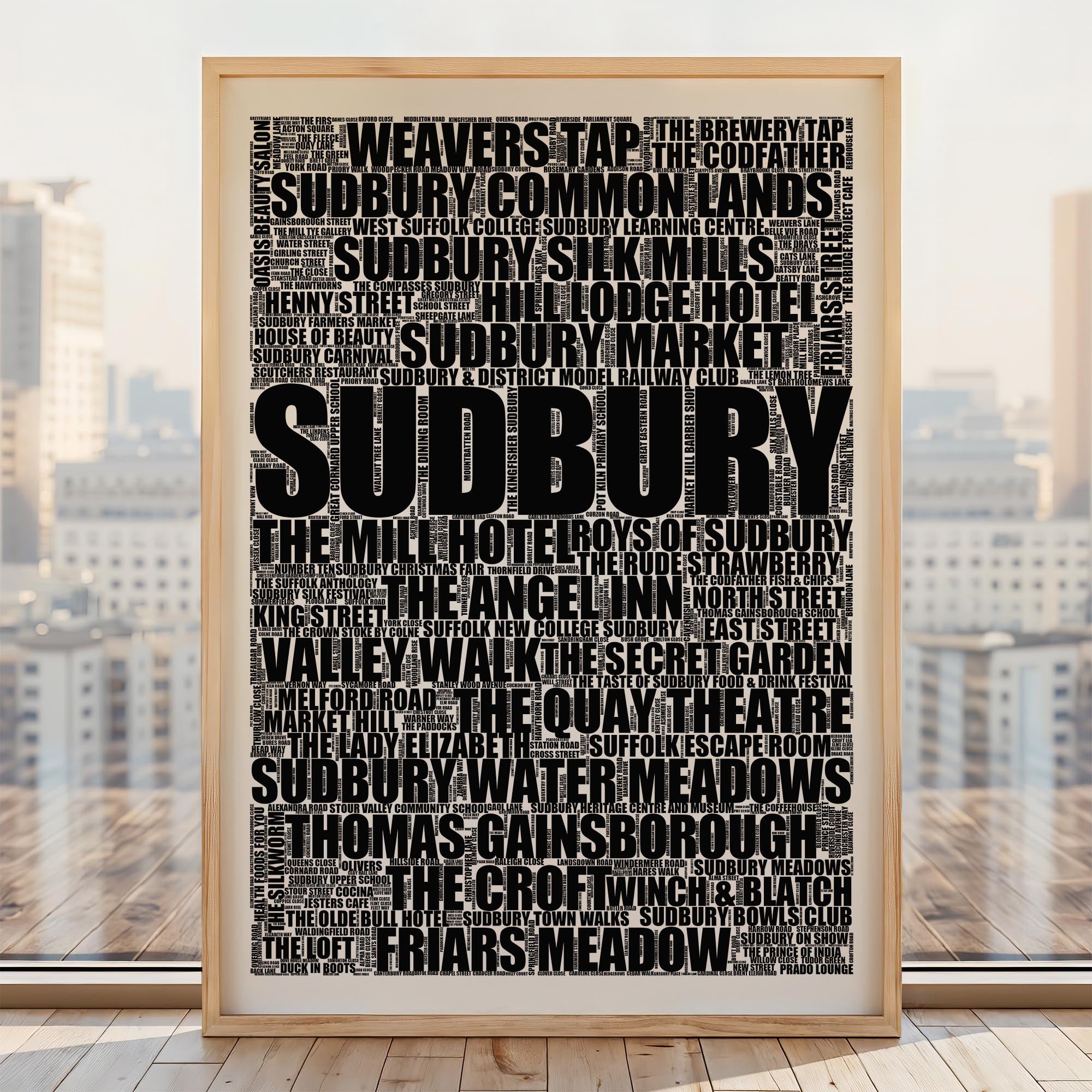 Sudbury - Premium Typographic Word Cloud Prints, Posters & Gifts