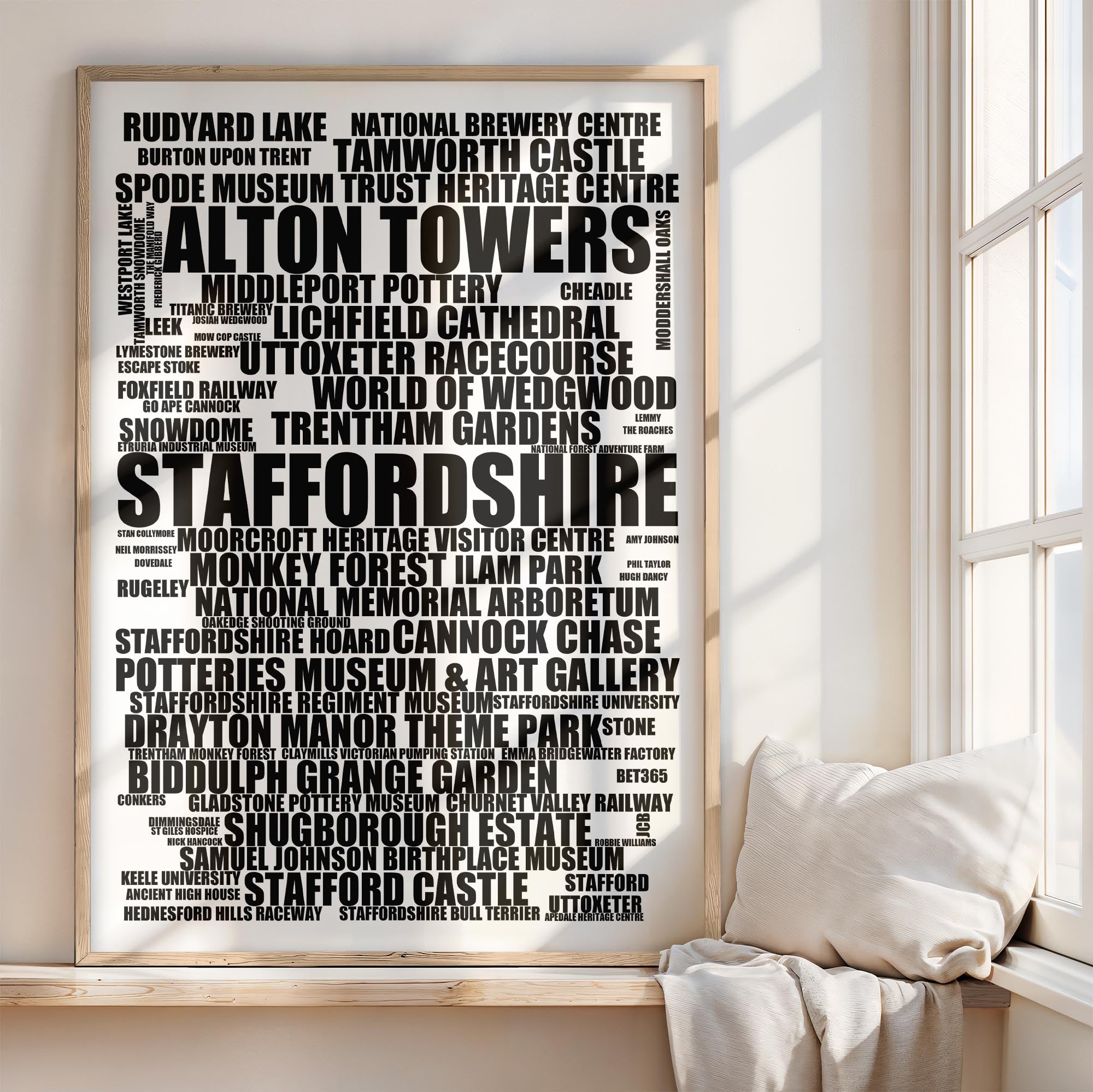 Staffordshire - Premium Typographic Word Cloud Prints, Posters & Gifts