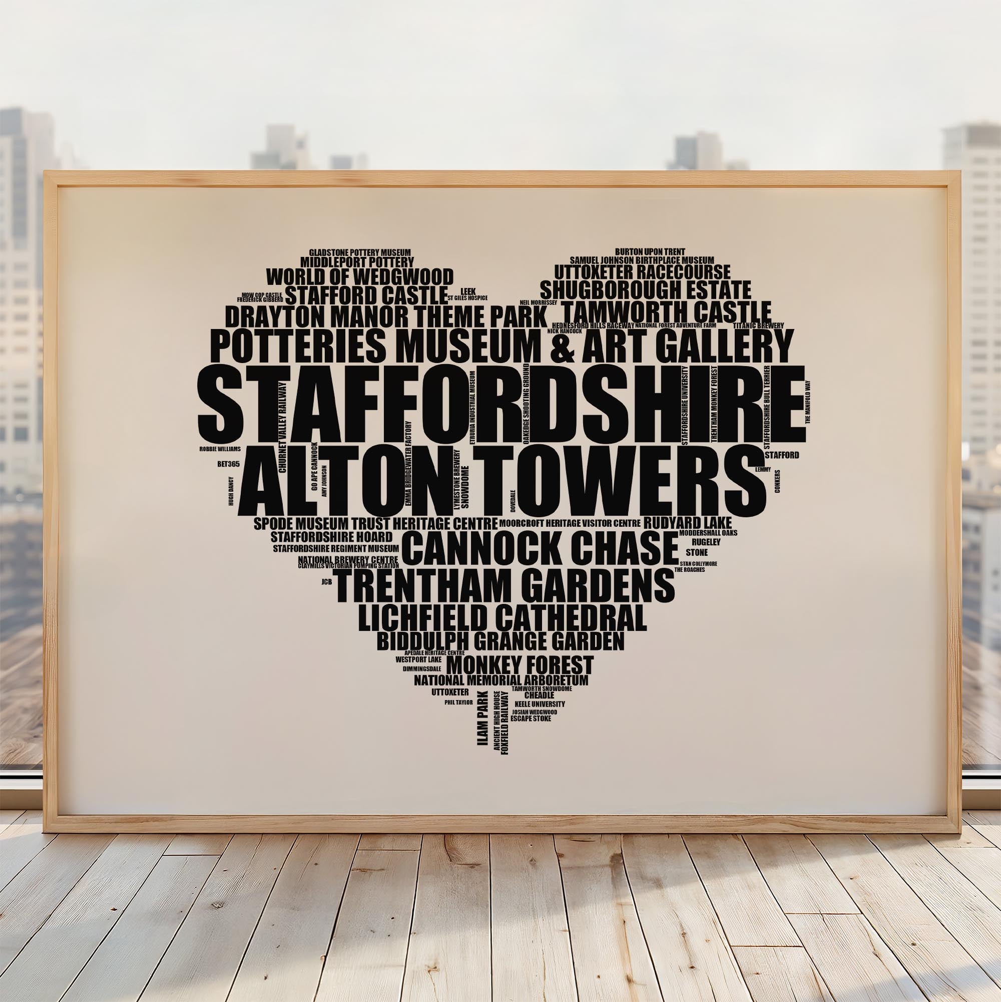 Staffordshire - Premium Typographic Word Cloud Prints, Posters & Gifts