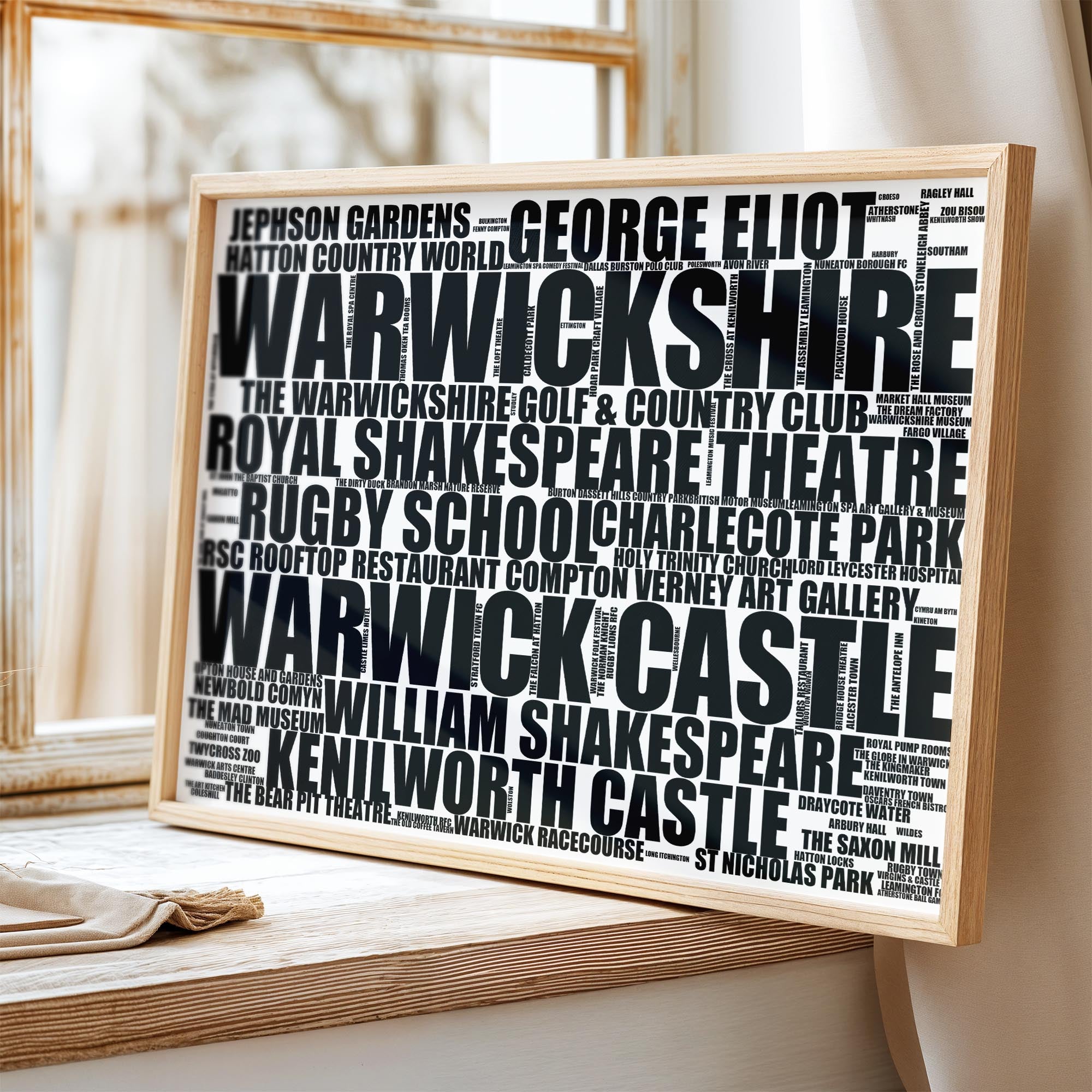 Warwickshire - Premium Typographic Word Cloud Prints, Posters & Gifts