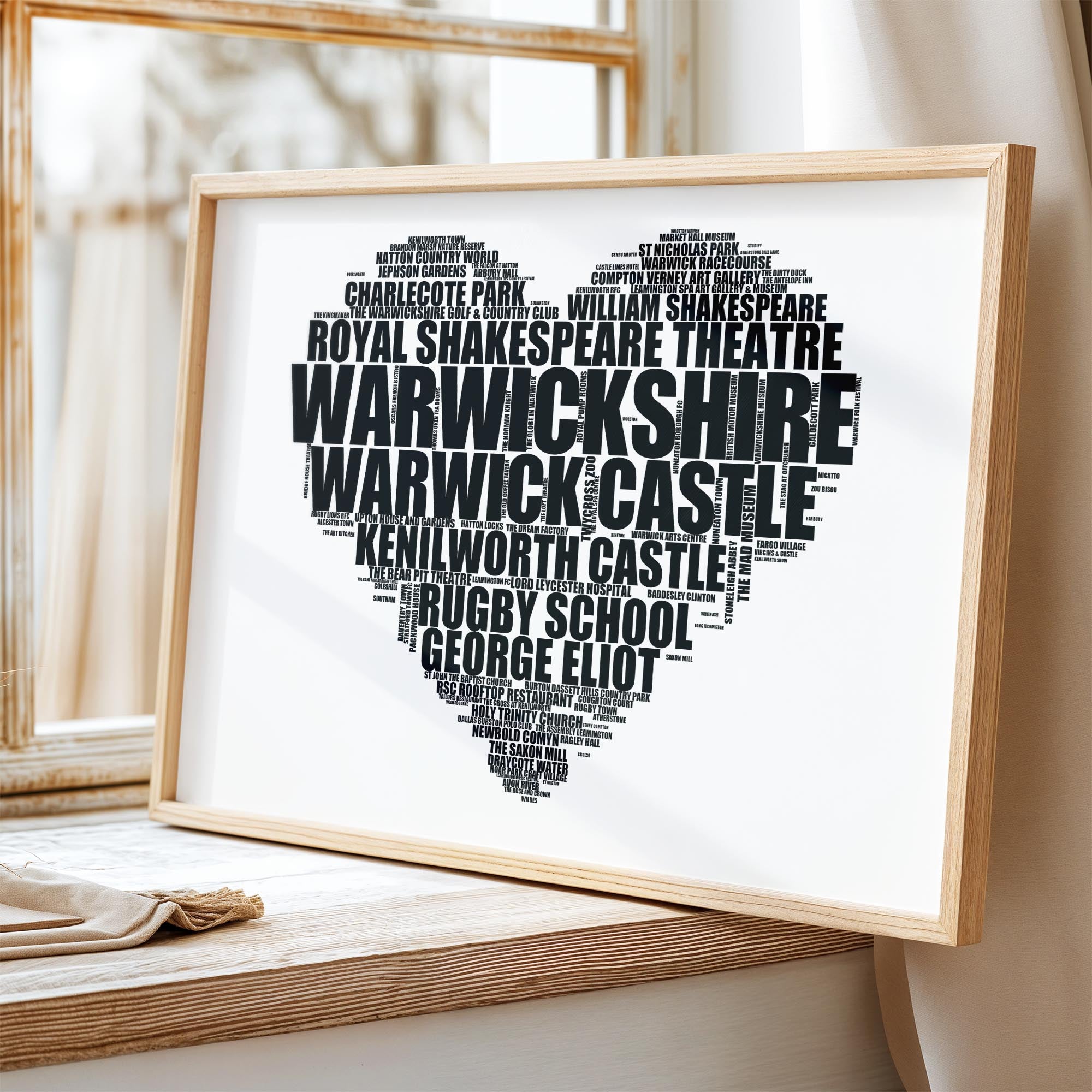 Warwickshire - Premium Typographic Word Cloud Prints, Posters & Gifts