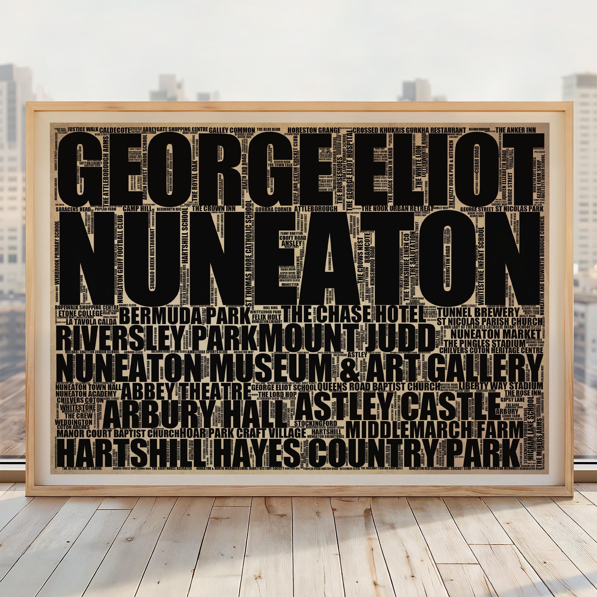 Nuneaton - Premium Typographic Word Cloud Prints, Posters & Gifts