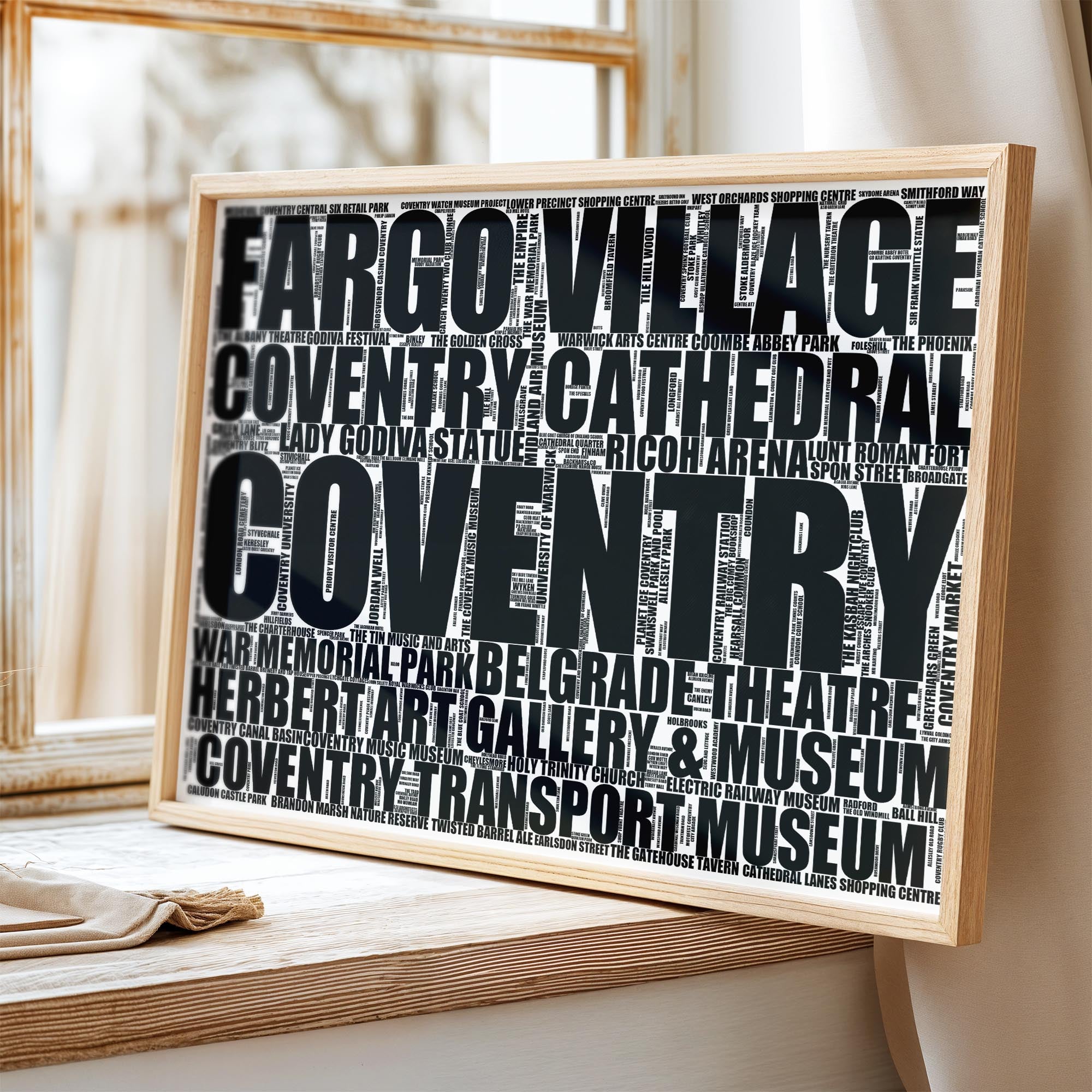 Coventry - Premium Typographic Word Cloud Prints, Posters & Gifts