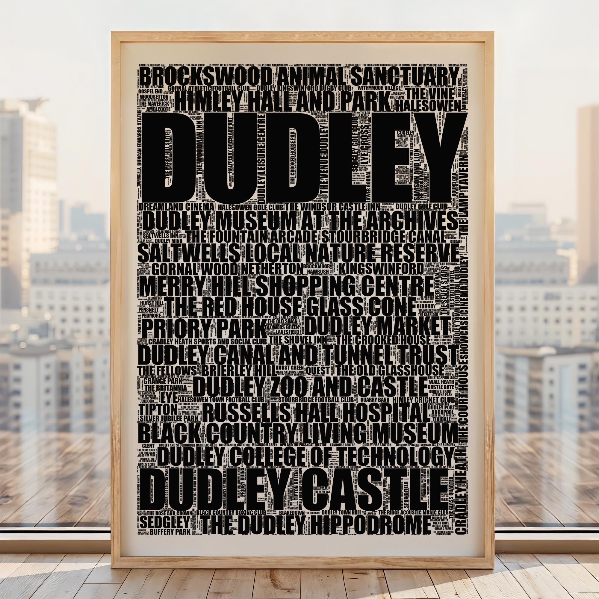 Dudley - Premium Typographic Word Cloud Prints, Posters & Gifts