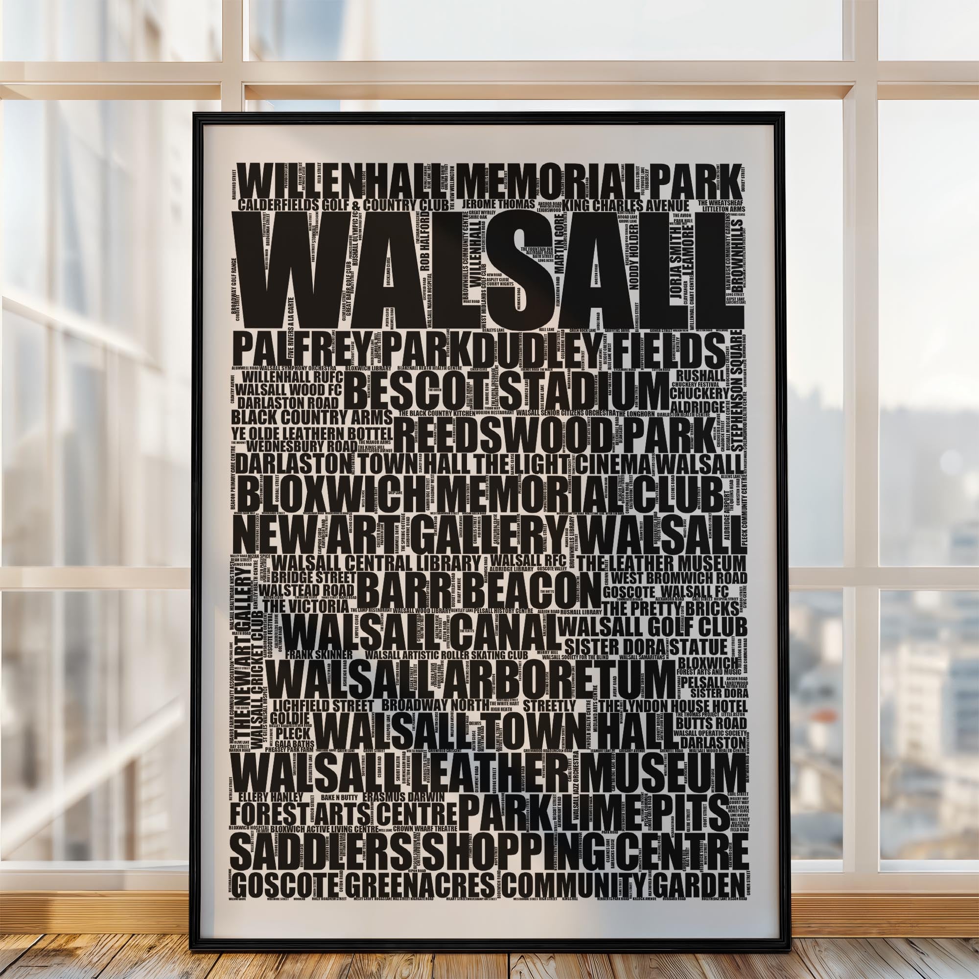 Walsall - Premium Typographic Word Cloud Prints, Posters & Gifts