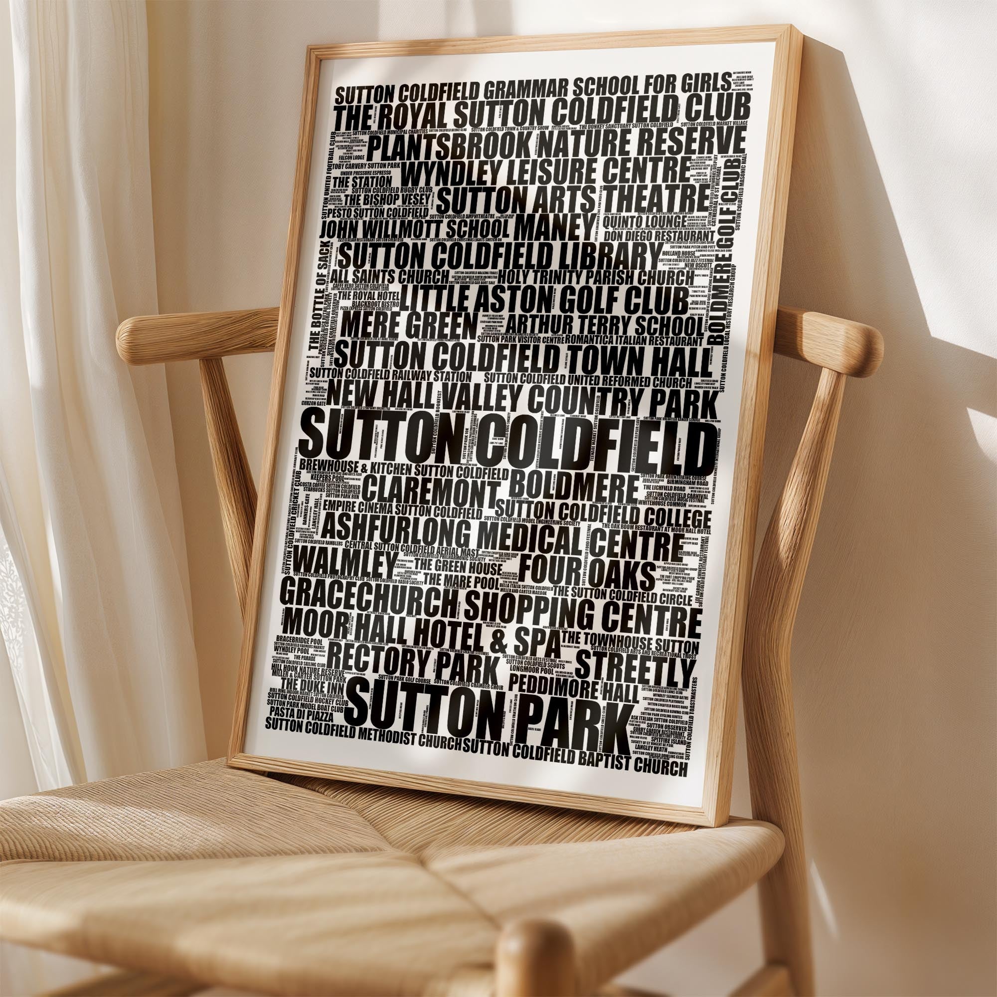 Sutton Coldfield - Premium Typographic Word Cloud Prints, Posters & Gifts