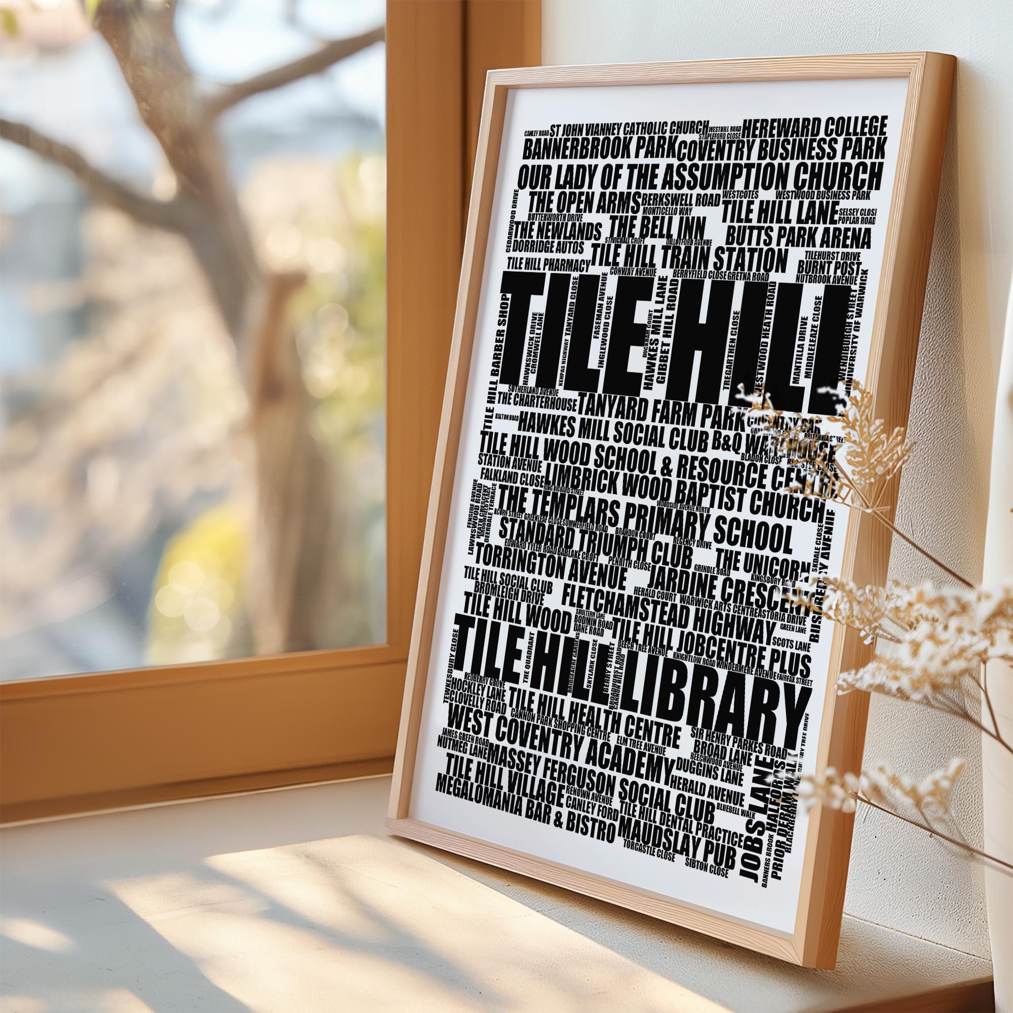 Tile Hill - Premium Typographic Word Cloud Prints, Posters & Gifts