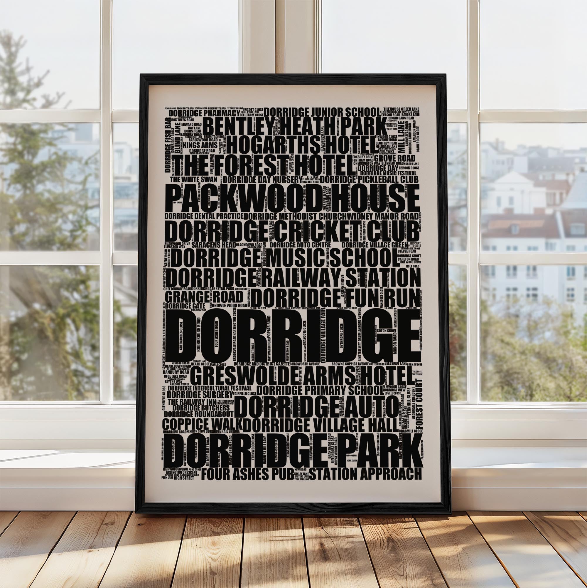 Dorridge - Premium Typographic Word Cloud Prints, Posters & Gifts