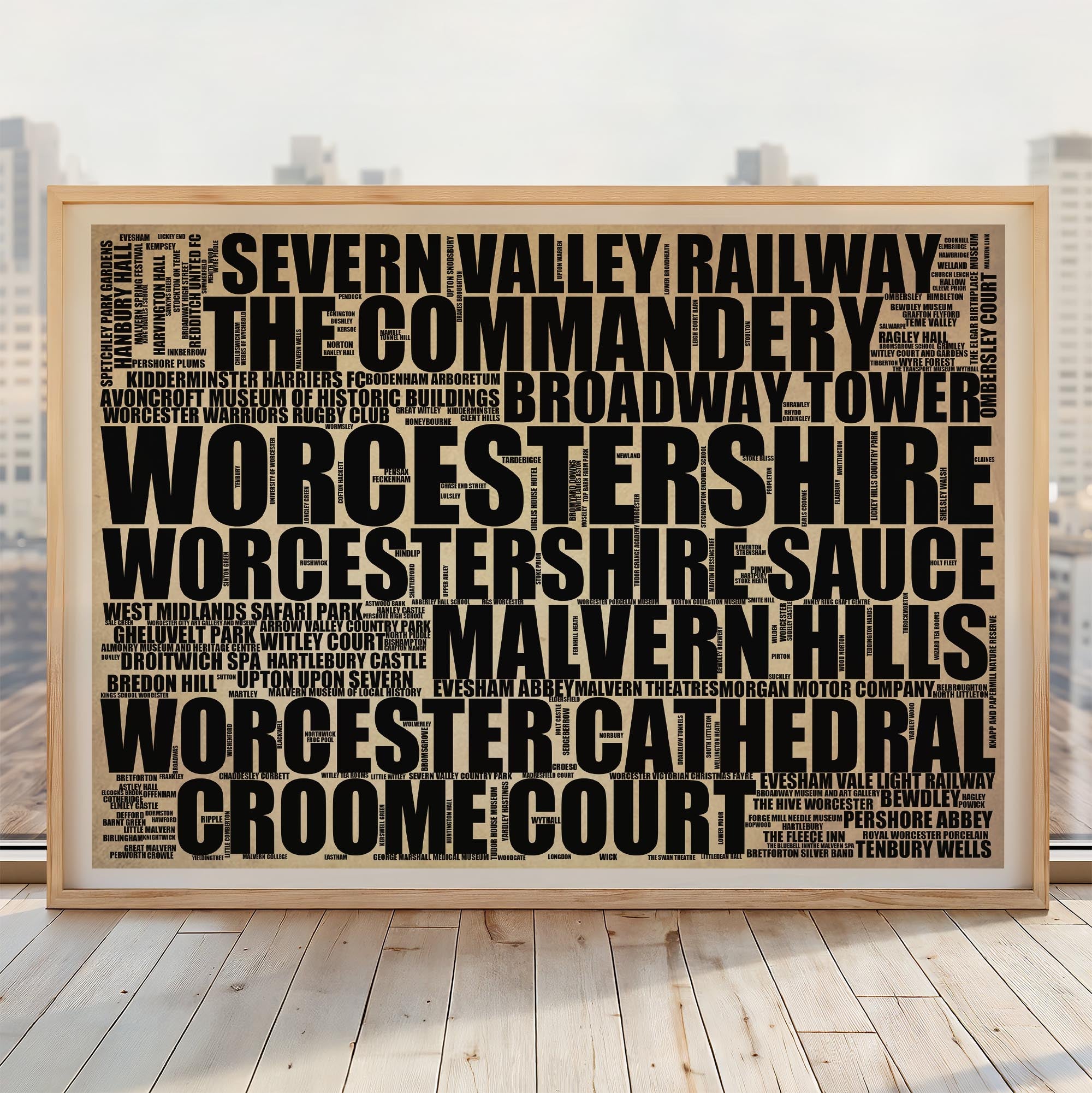 Worcestershire - Premium Typographic Word Cloud Prints, Posters & Gifts