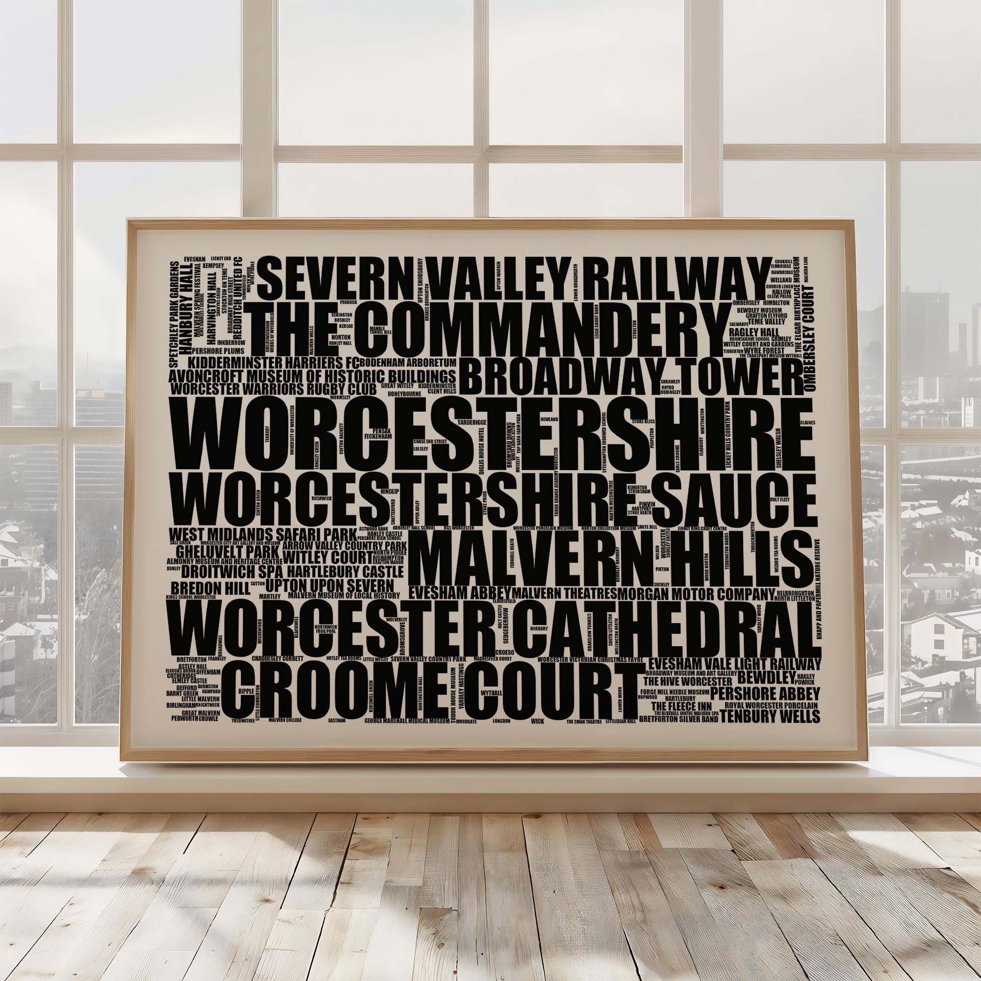 Worcestershire - Premium Typographic Word Cloud Prints, Posters & Gifts