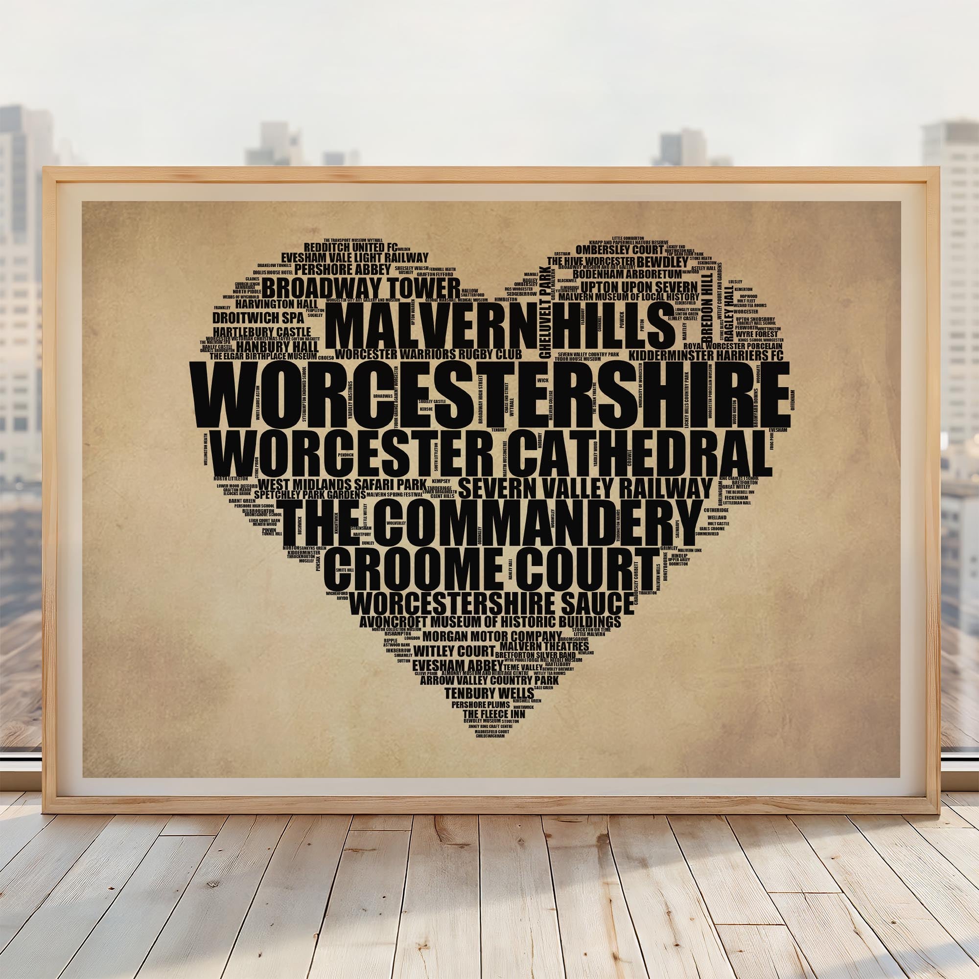 Worcestershire - Premium Typographic Word Cloud Prints, Posters & Gifts