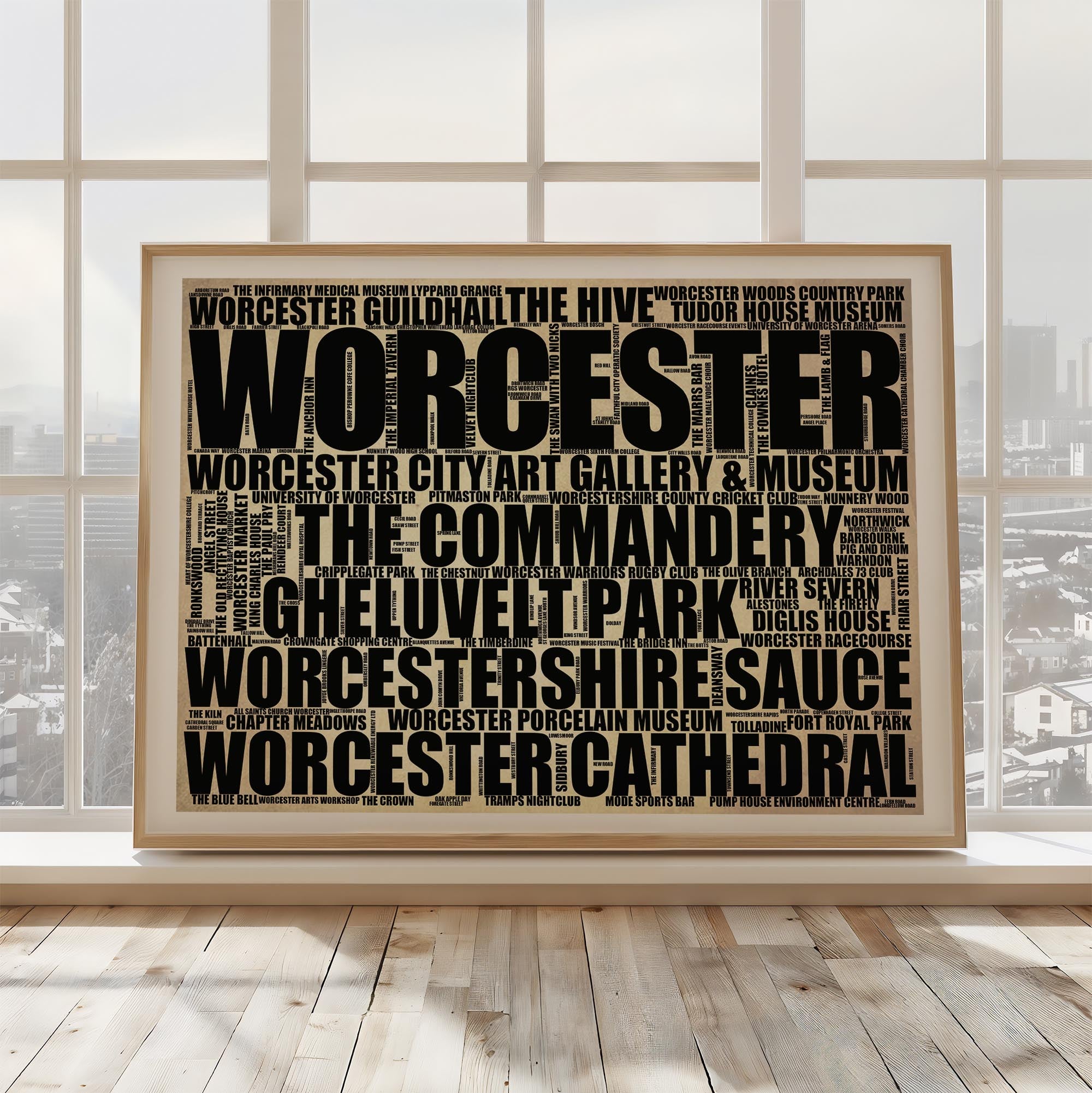 Worcester - Premium Typographic Word Cloud Prints, Posters & Gifts