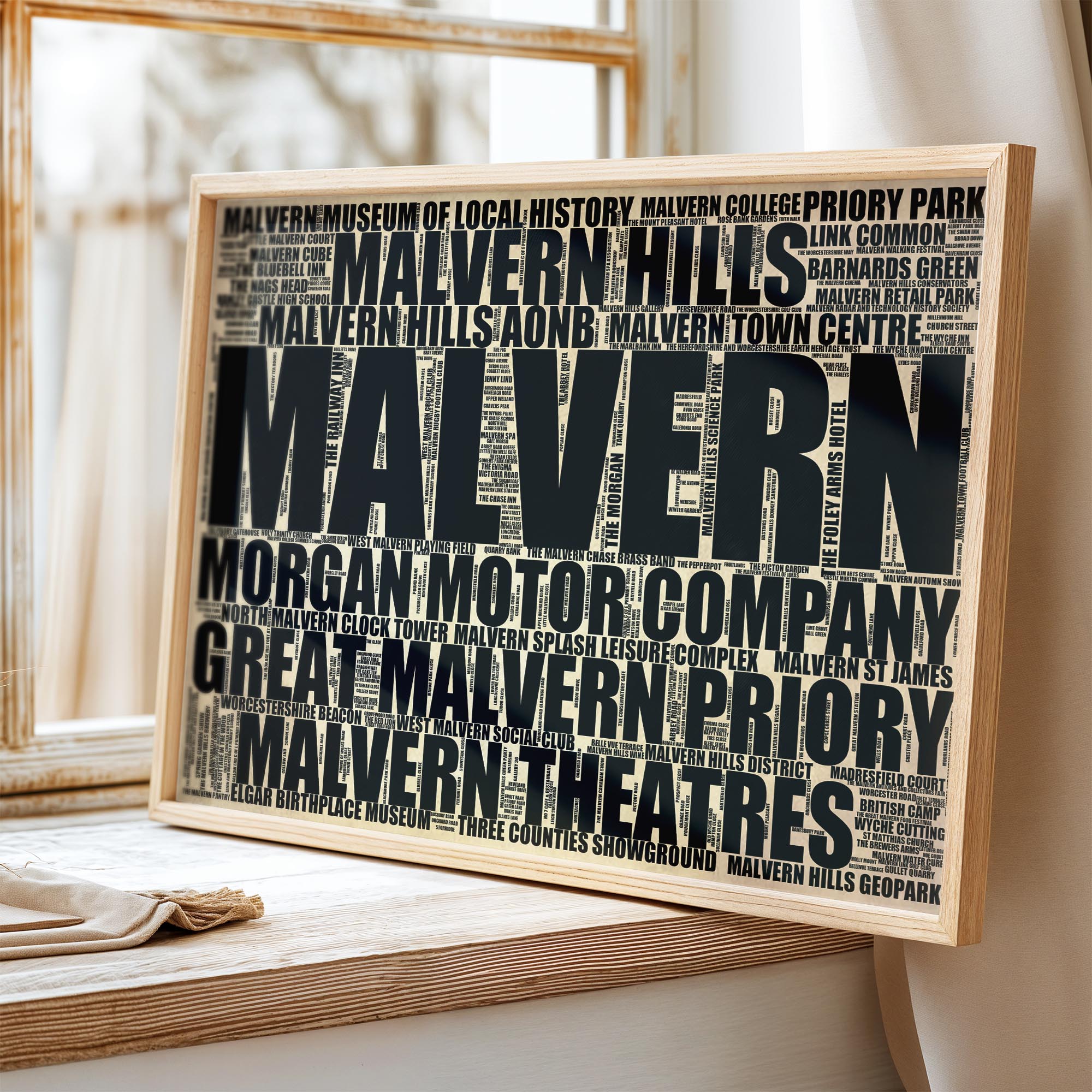 Malvern - Premium Typographic Word Cloud Prints, Posters & Gifts