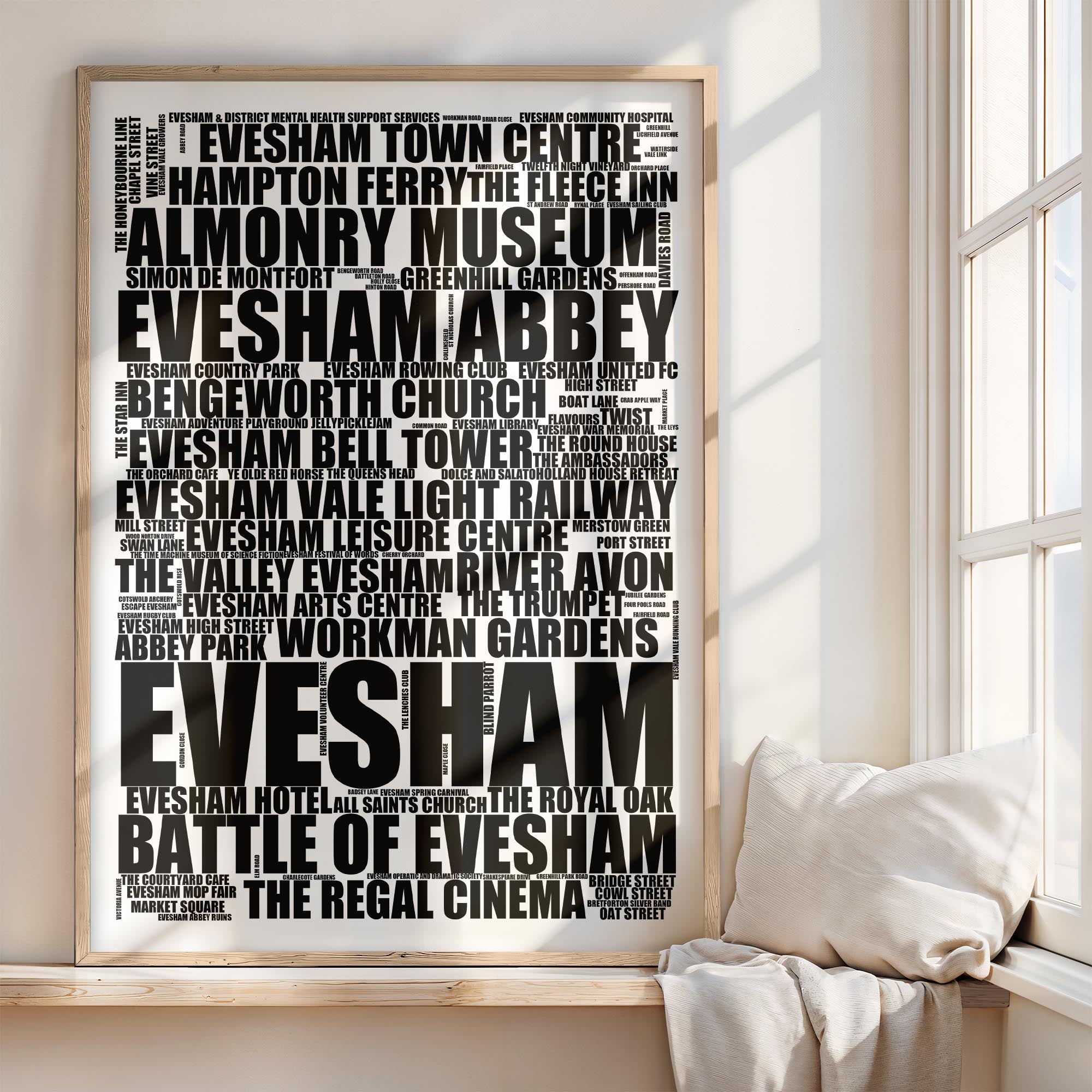 Evesham - Premium Typographic Word Cloud Prints, Posters & Gifts