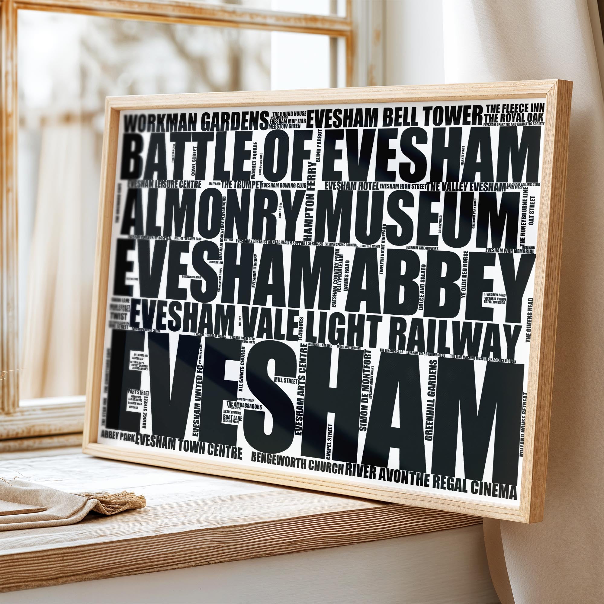 Evesham - Premium Typographic Word Cloud Prints, Posters & Gifts