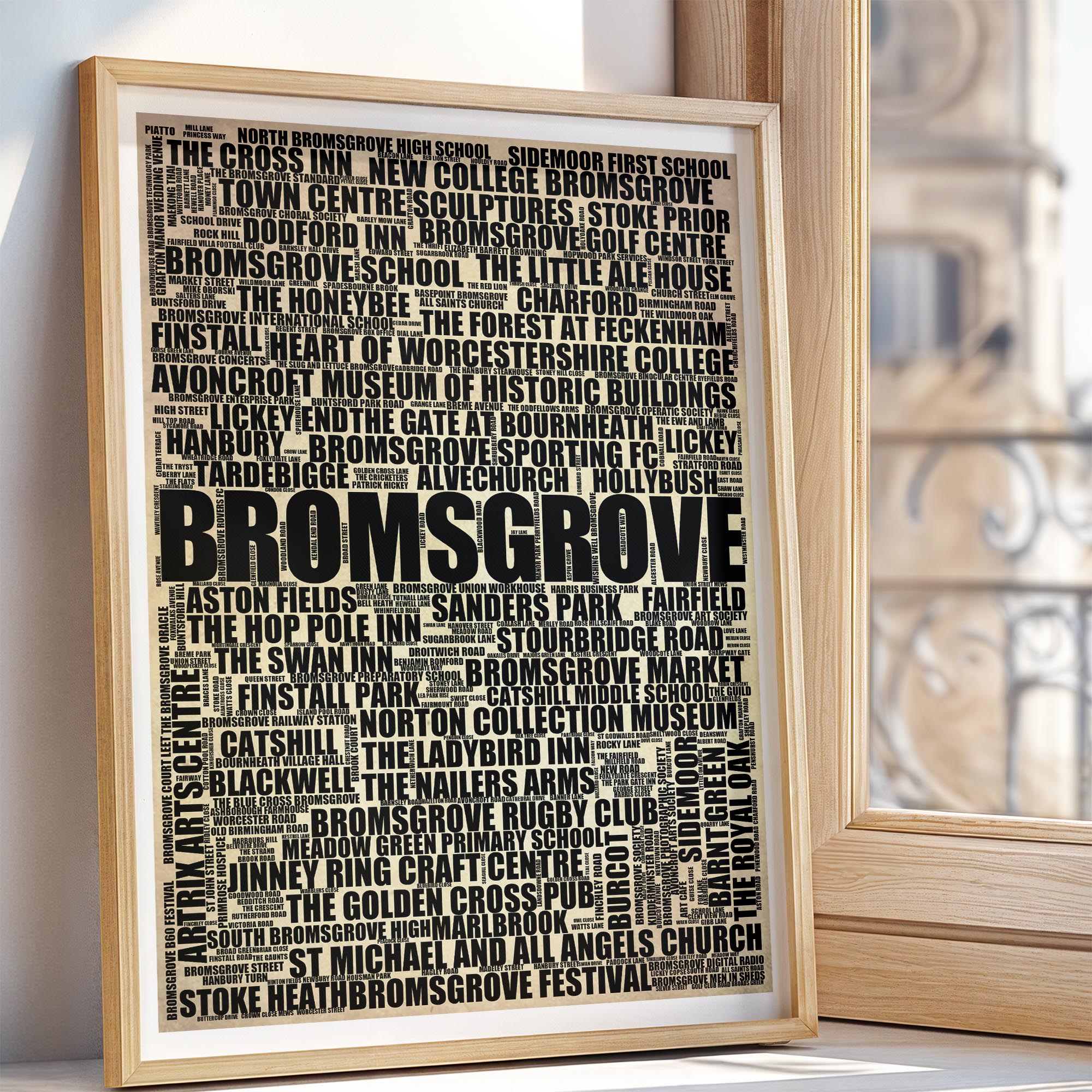 Bromsgrove - Premium Typographic Word Cloud Prints, Posters & Gifts