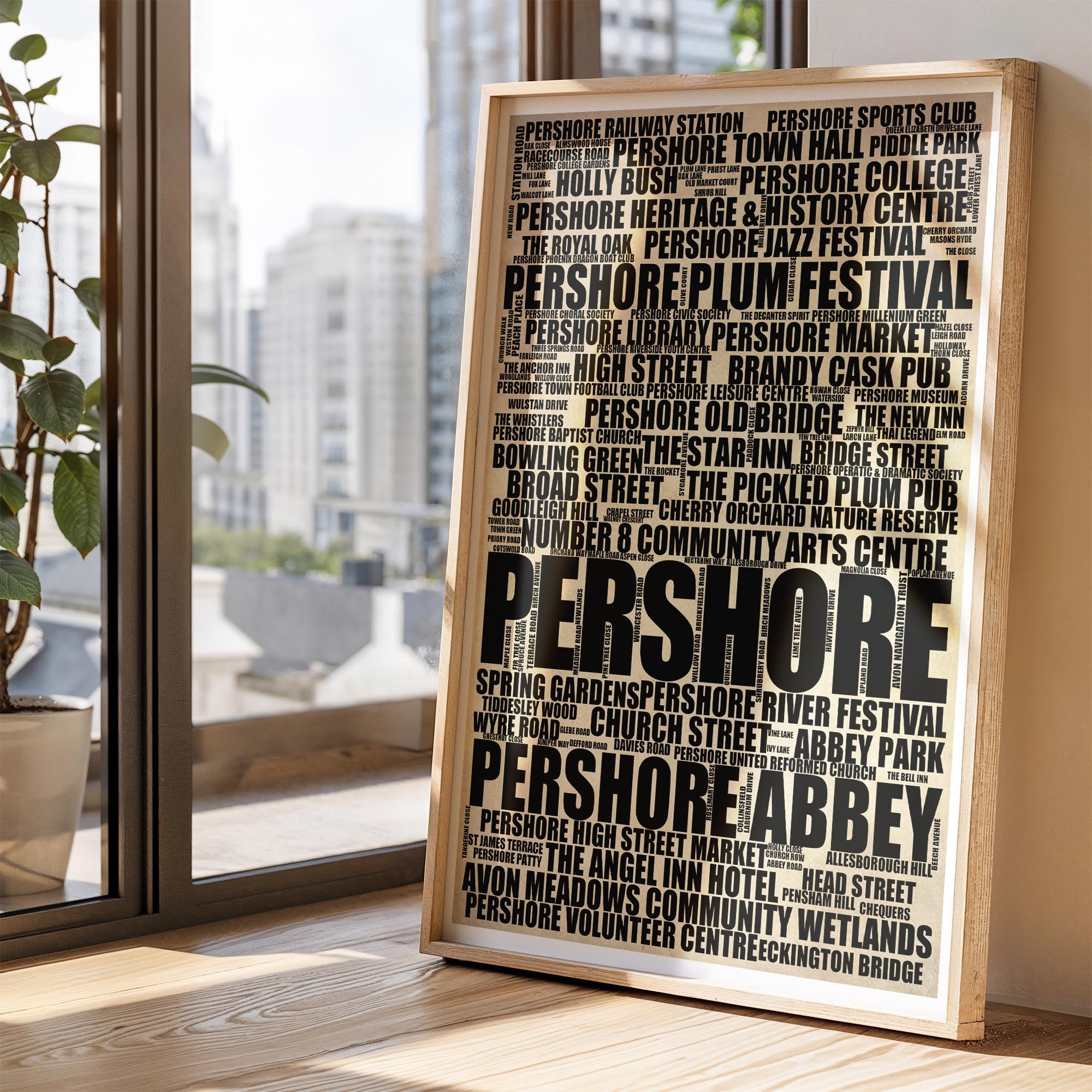 Pershore - Premium Typographic Word Cloud Prints, Posters & Gifts