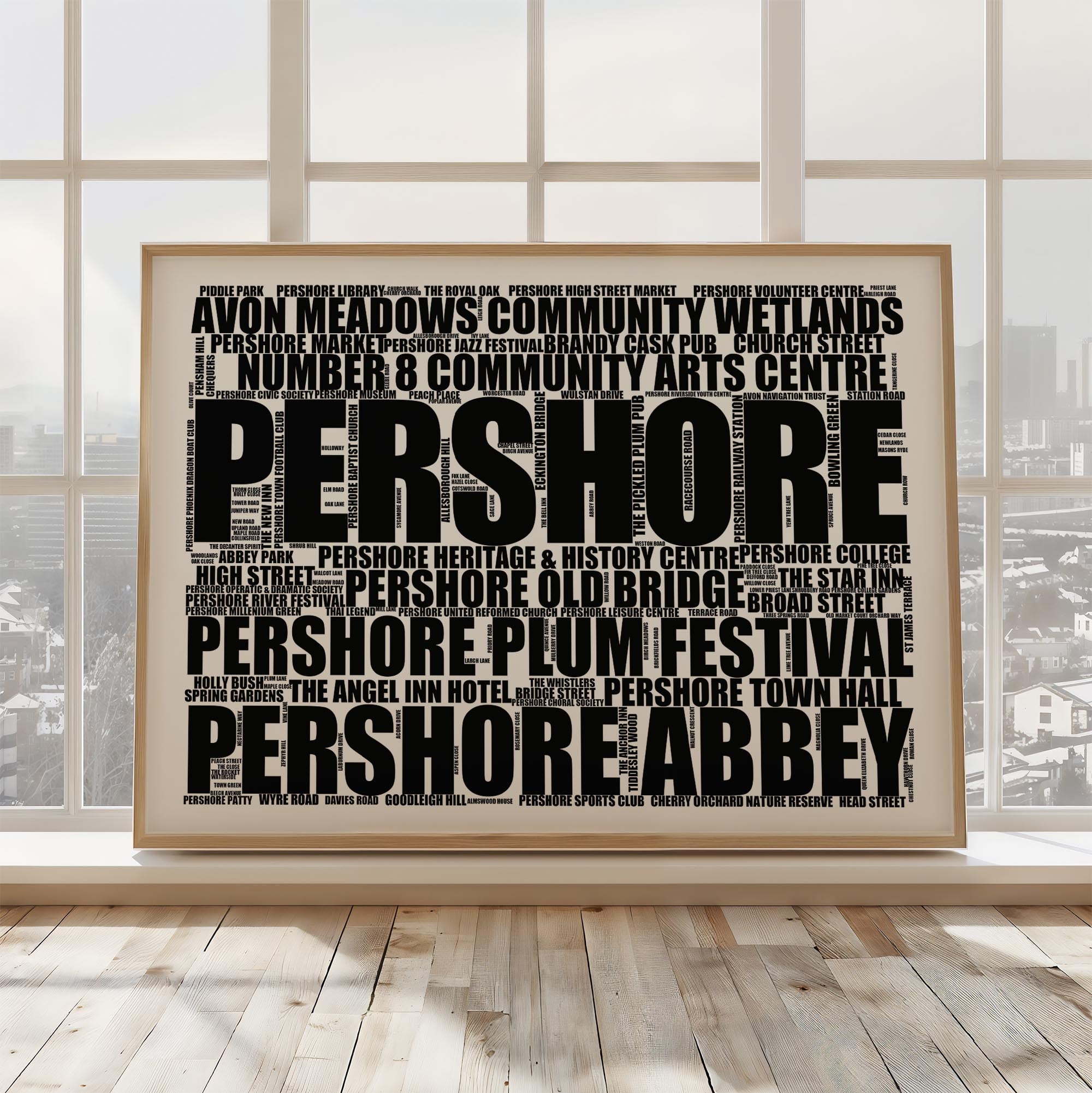 Pershore - Premium Typographic Word Cloud Prints, Posters & Gifts