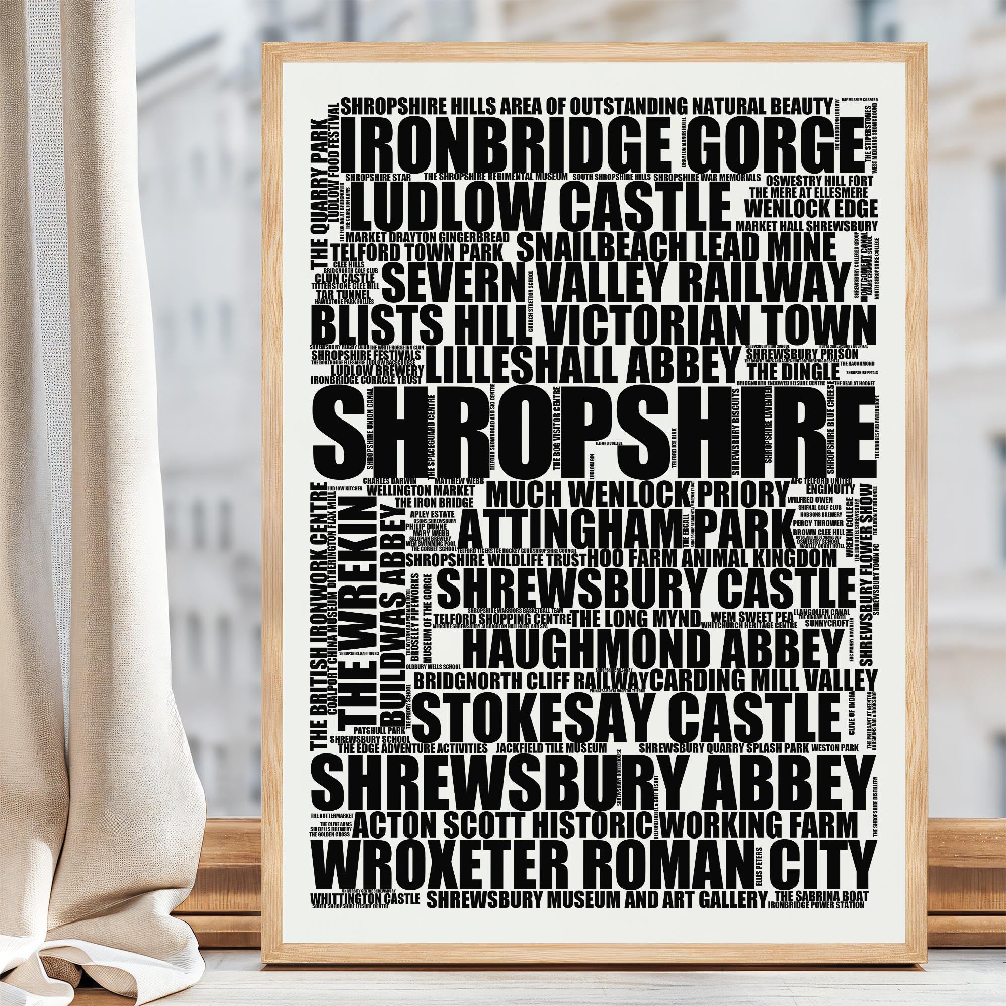 Shropshire - Premium Typographic Word Cloud Prints, Posters & Gifts