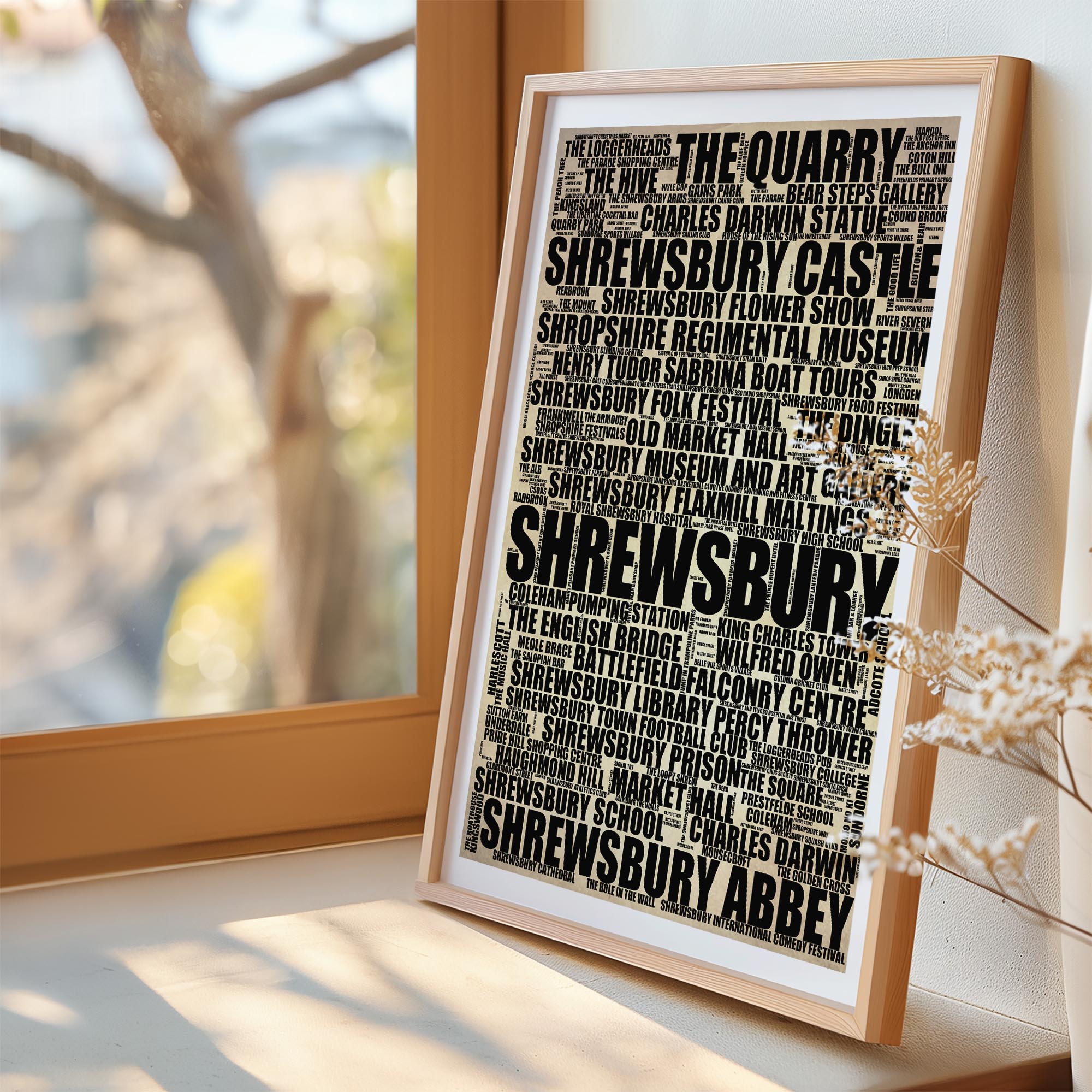 Shrewsbury - Premium Typographic Word Cloud Prints, Posters & Gifts