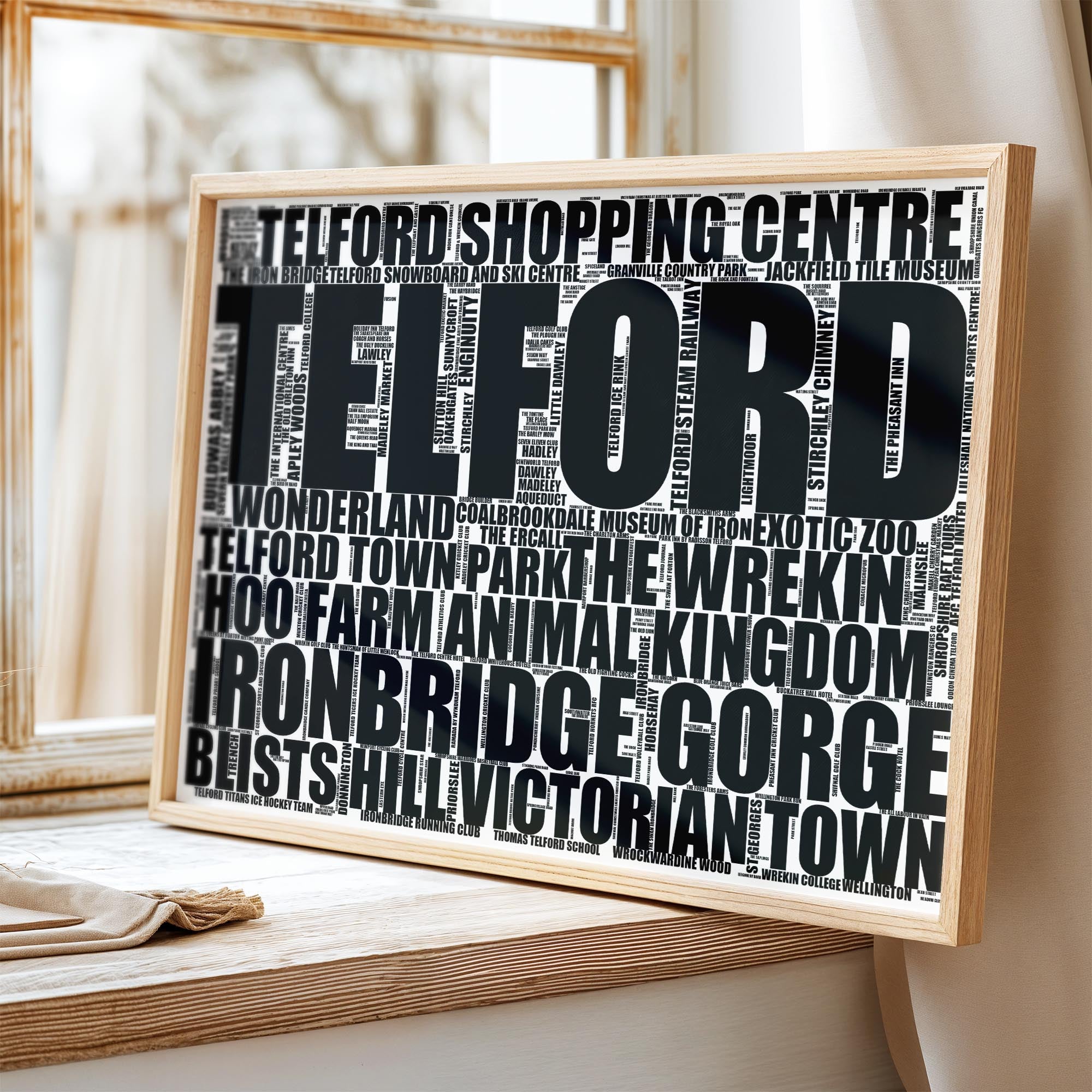 Telford - Premium Typographic Word Cloud Prints, Posters & Gifts