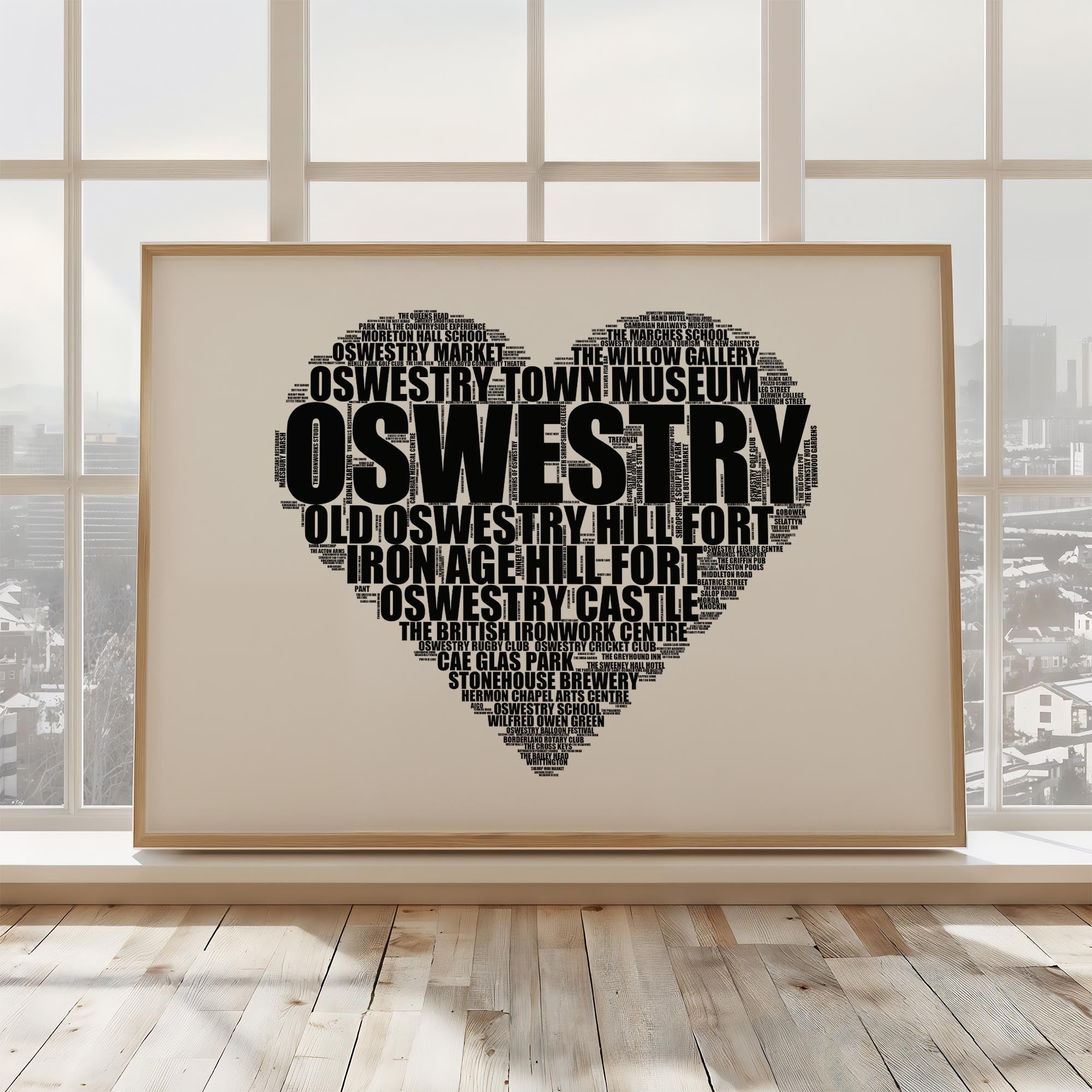 Oswestry - Premium Typographic Word Cloud Prints, Posters & Gifts