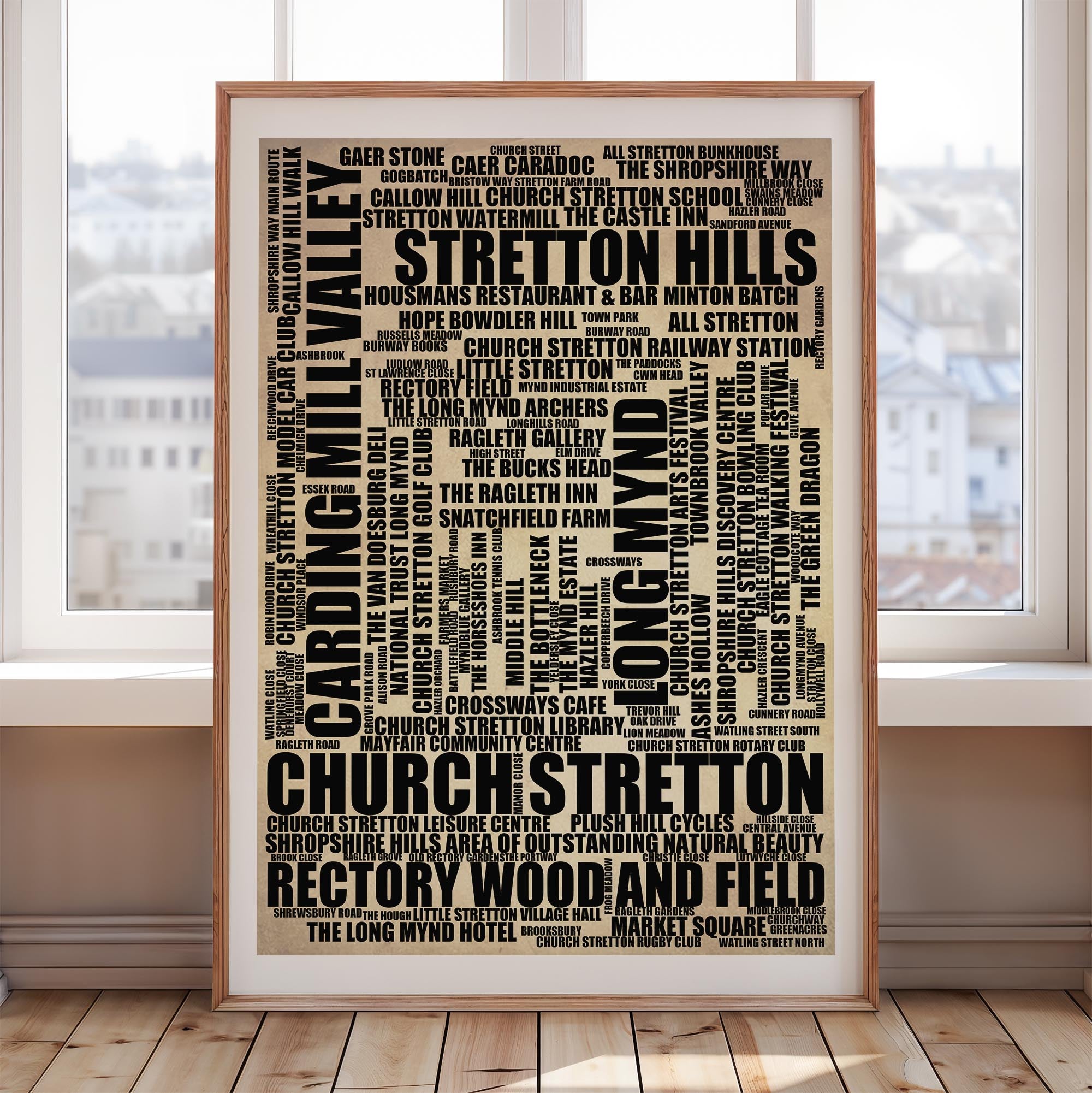 Church Stretton - Premium Typographic Word Cloud Prints, Posters & Gifts