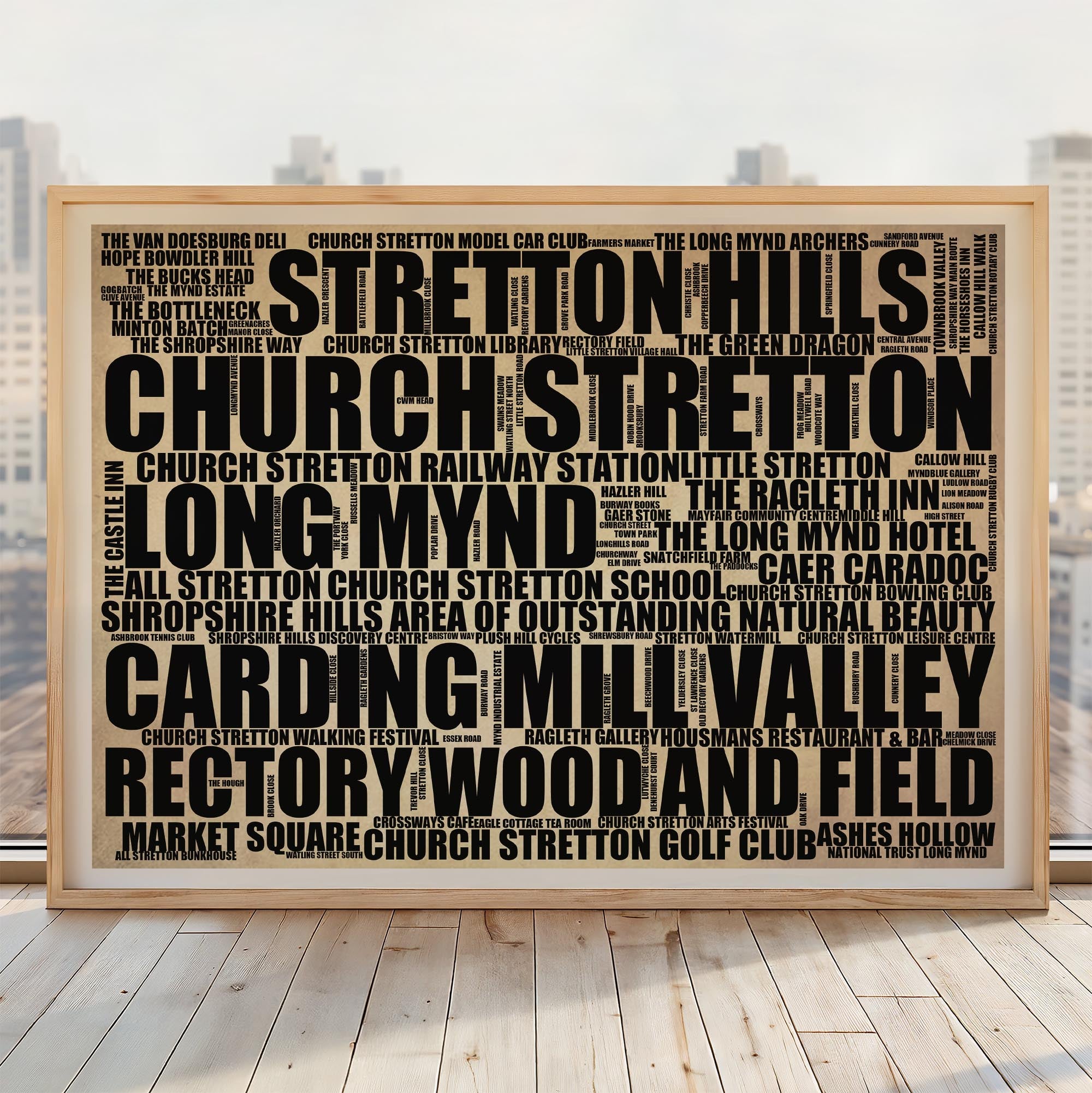 Church Stretton - Premium Typographic Word Cloud Prints, Posters & Gifts