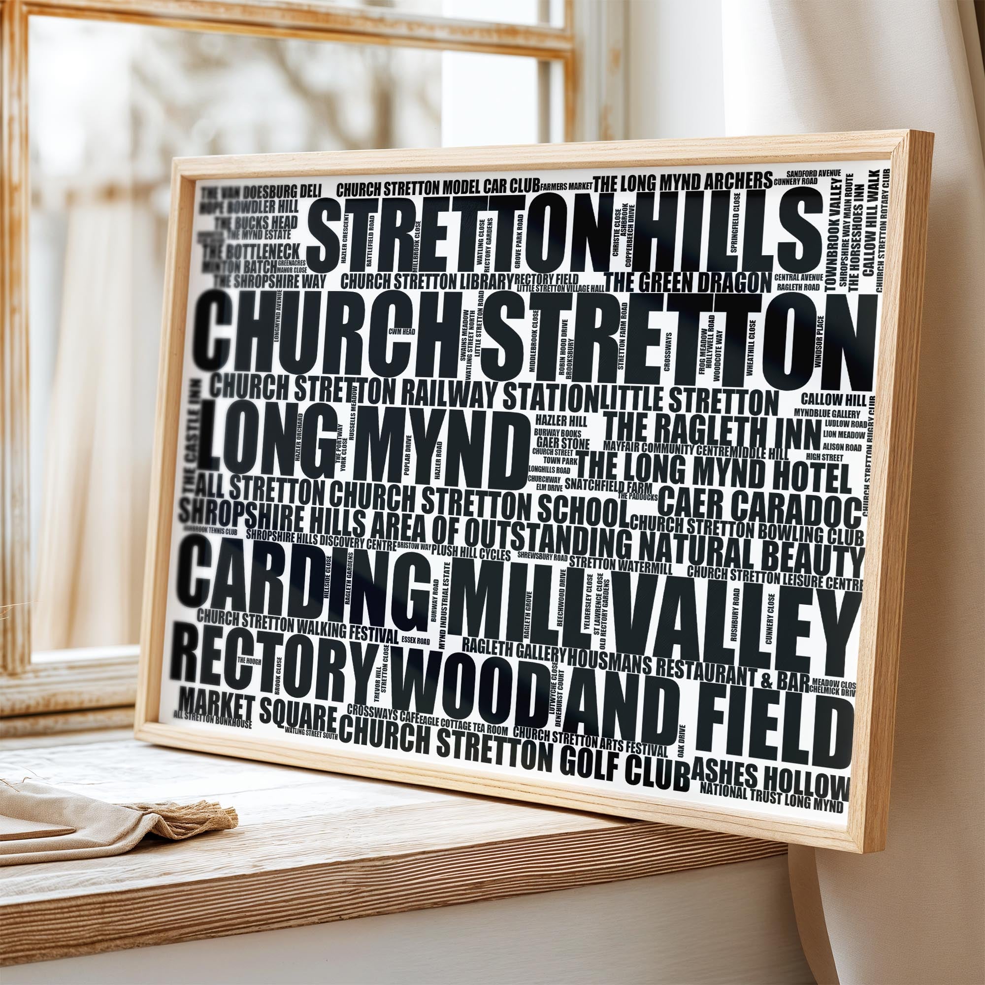 Church Stretton - Premium Typographic Word Cloud Prints, Posters & Gifts