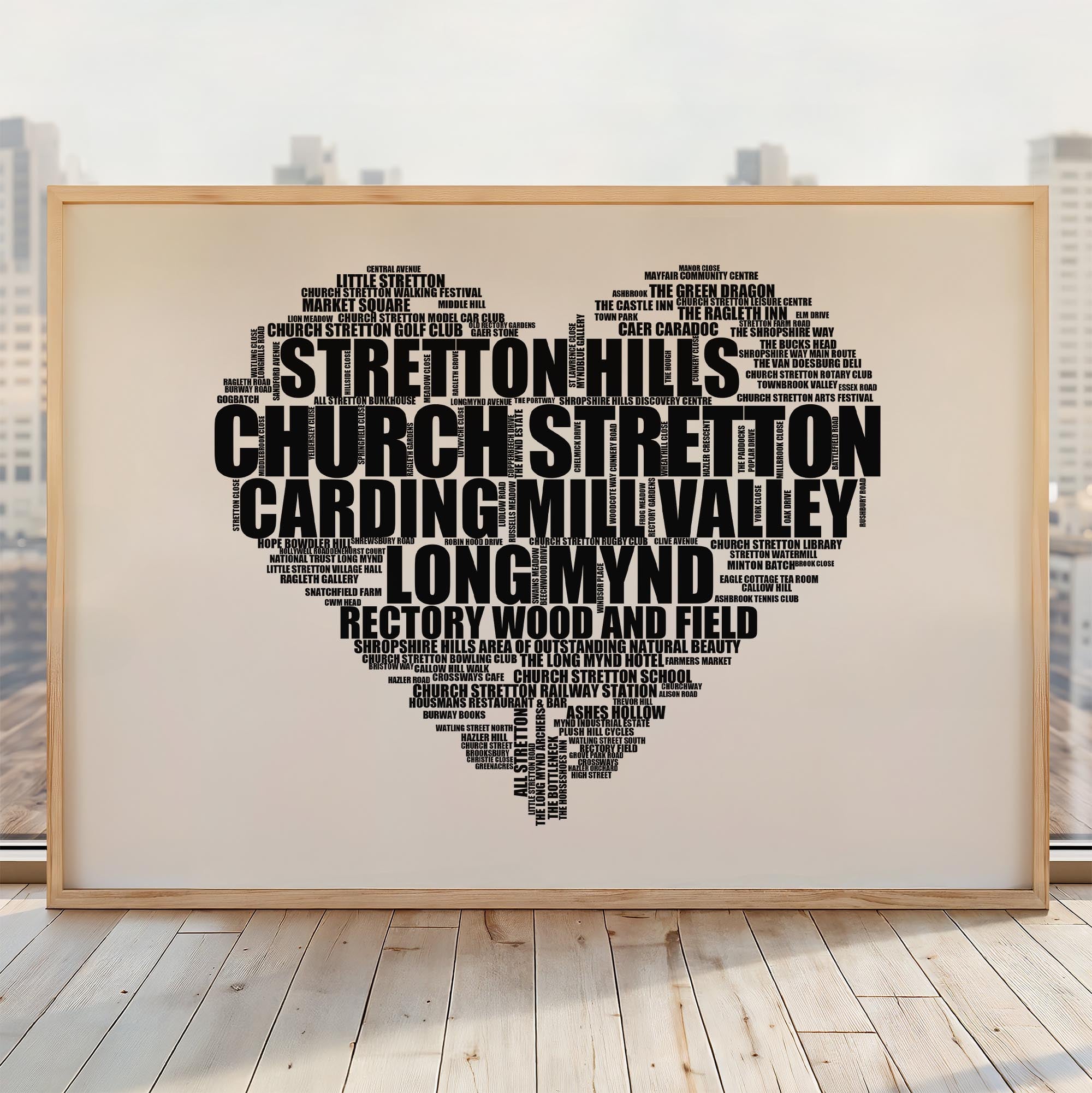 Church Stretton - Premium Typographic Word Cloud Prints, Posters & Gifts
