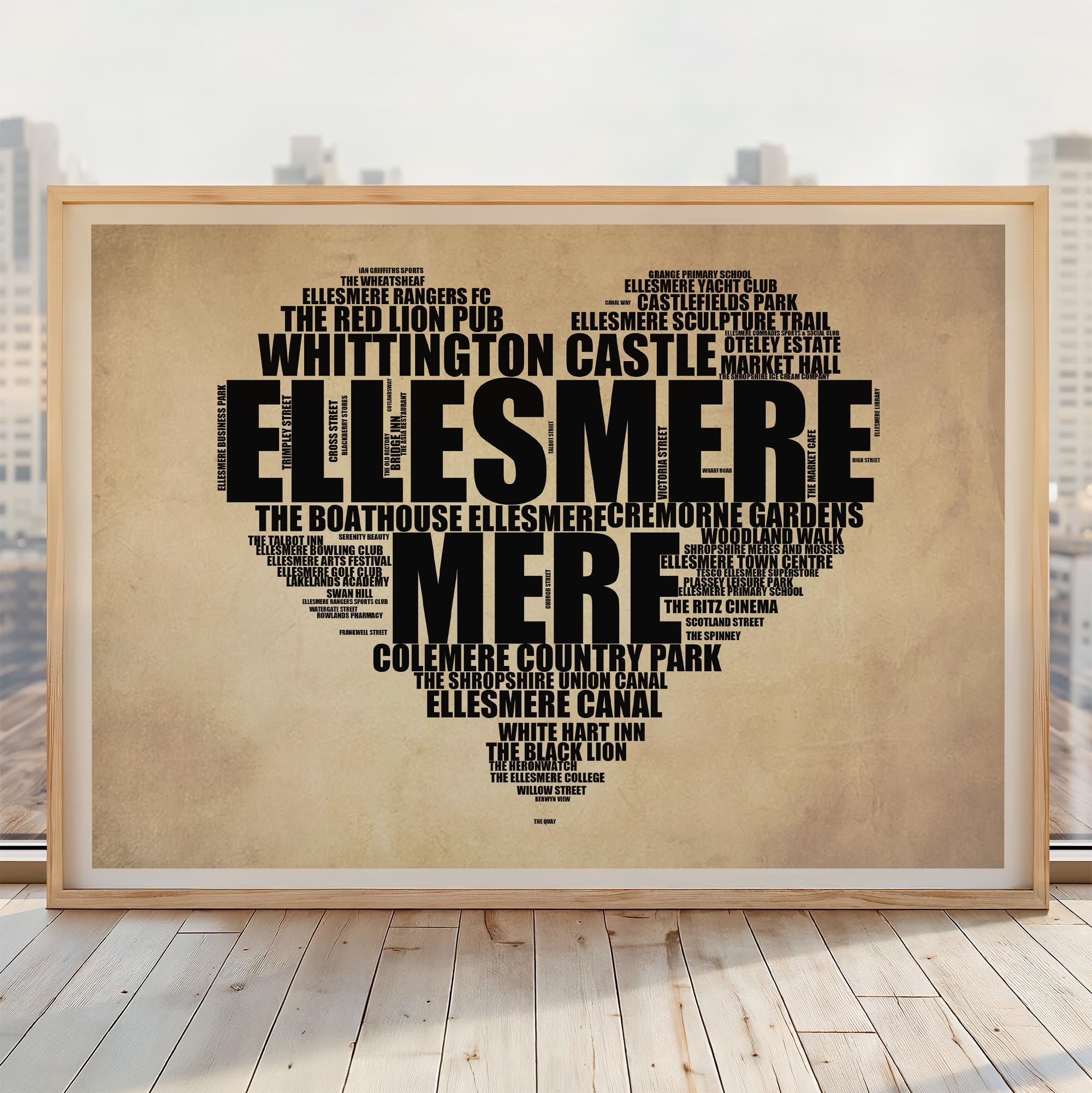 Ellesmere - Premium Typographic Word Cloud Prints, Posters & Gifts