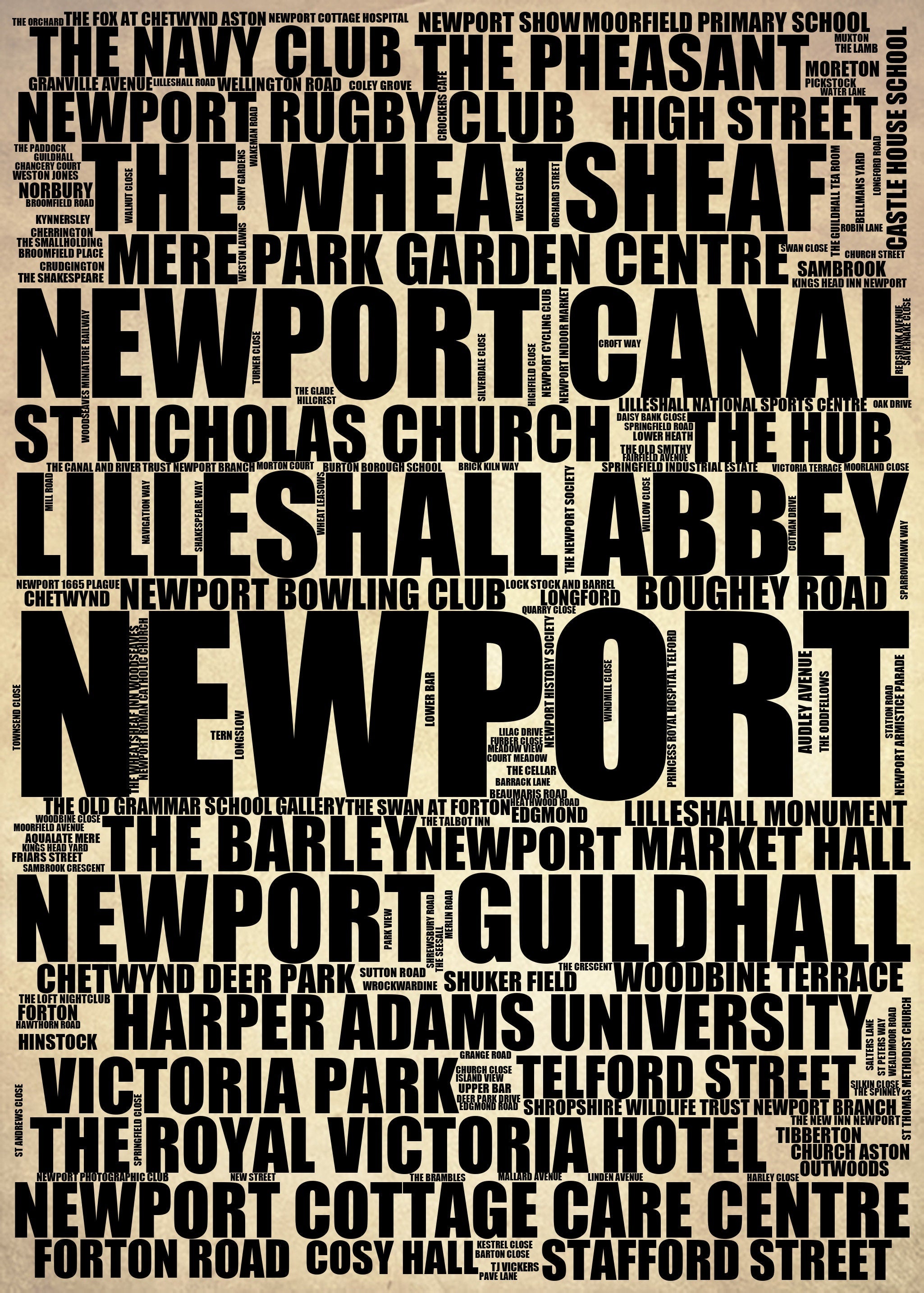 Newport - Premium Typographic Word Cloud Prints, Posters & Gifts