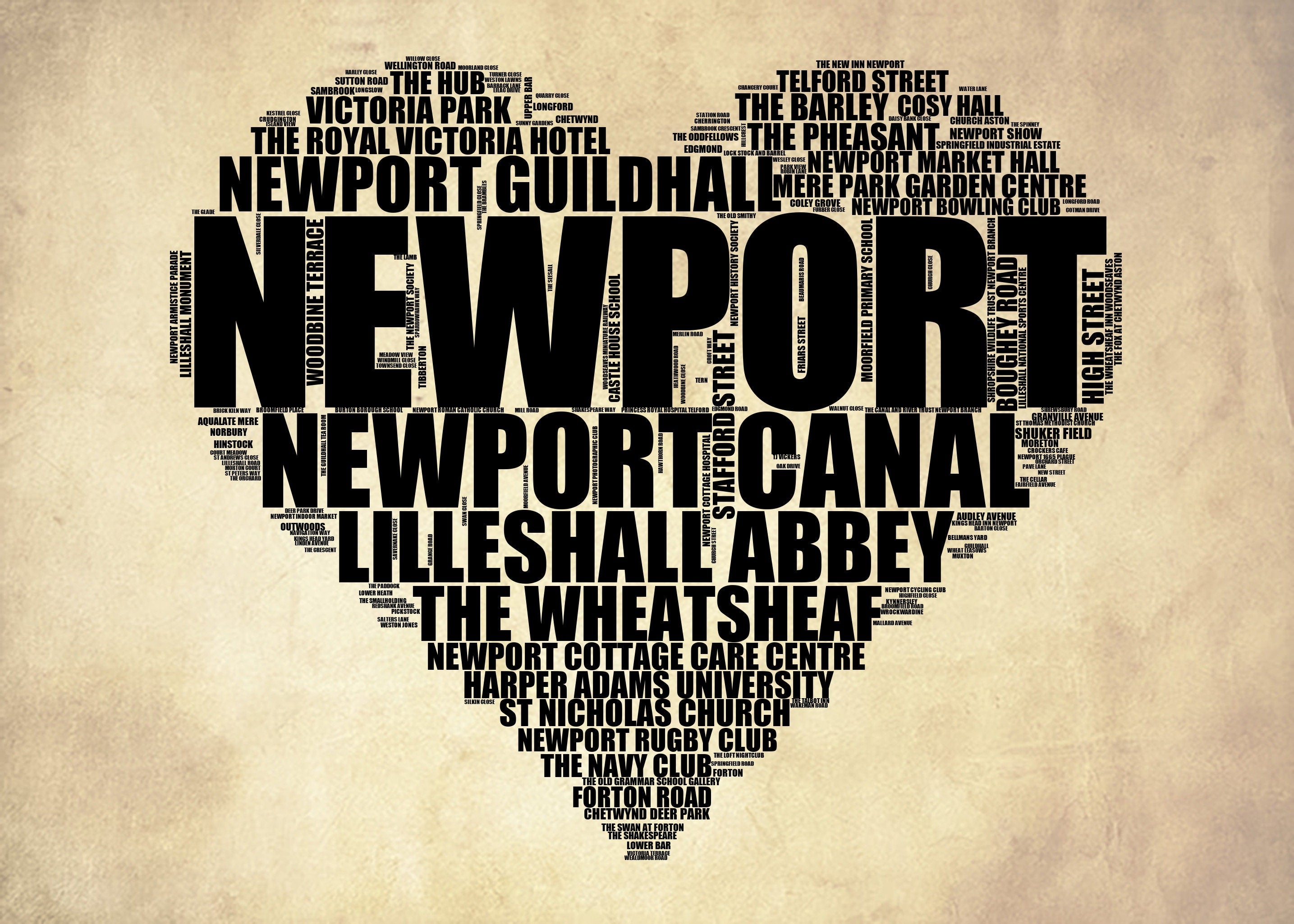 Newport - Premium Typographic Word Cloud Prints, Posters & Gifts